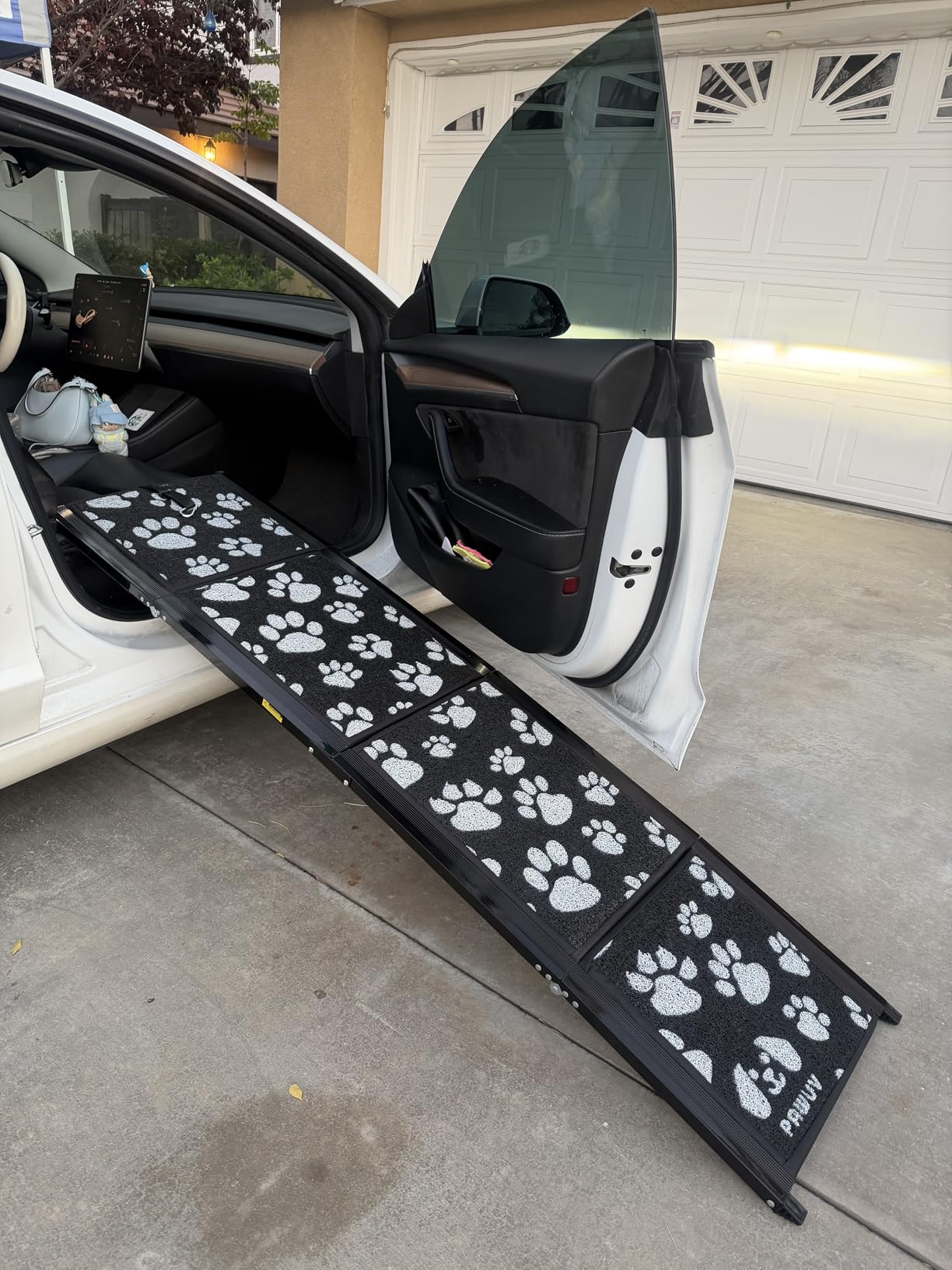 Dog Ramp for Car, Portable Folding Aluminum Pet Ramp with Non-Slip Paw Print Surface. Extra Wide Portable Ramp for Large, Small & Senior Dogs to Get in Cars, SUVs, Trucks & Beds, 71