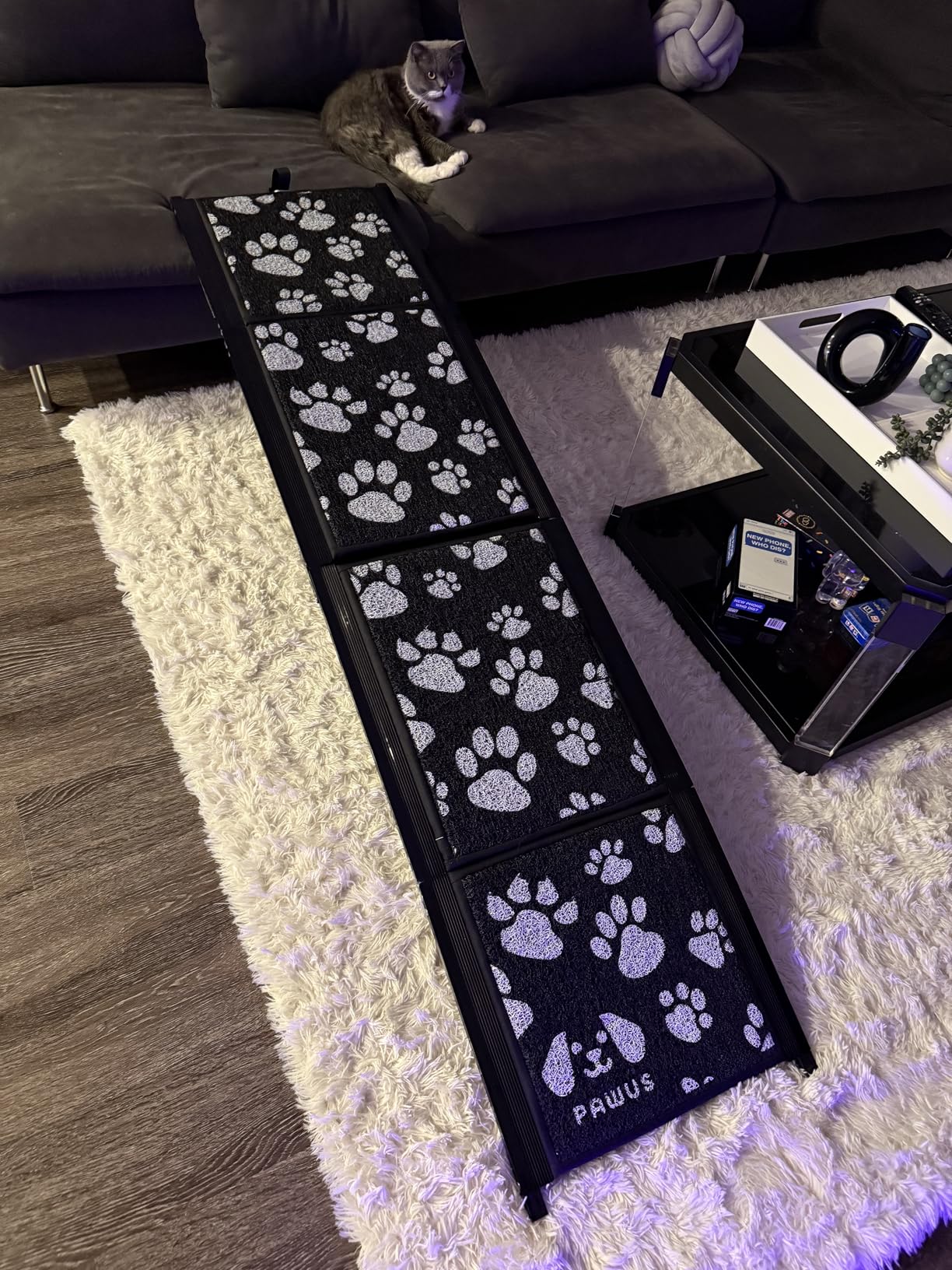 Dog Ramp for Car, Portable Folding Aluminum Pet Ramp with Non-Slip Paw Print Surface. Extra Wide Portable Ramp for Large, Small & Senior Dogs to Get in Cars, SUVs, Trucks & Beds, 71