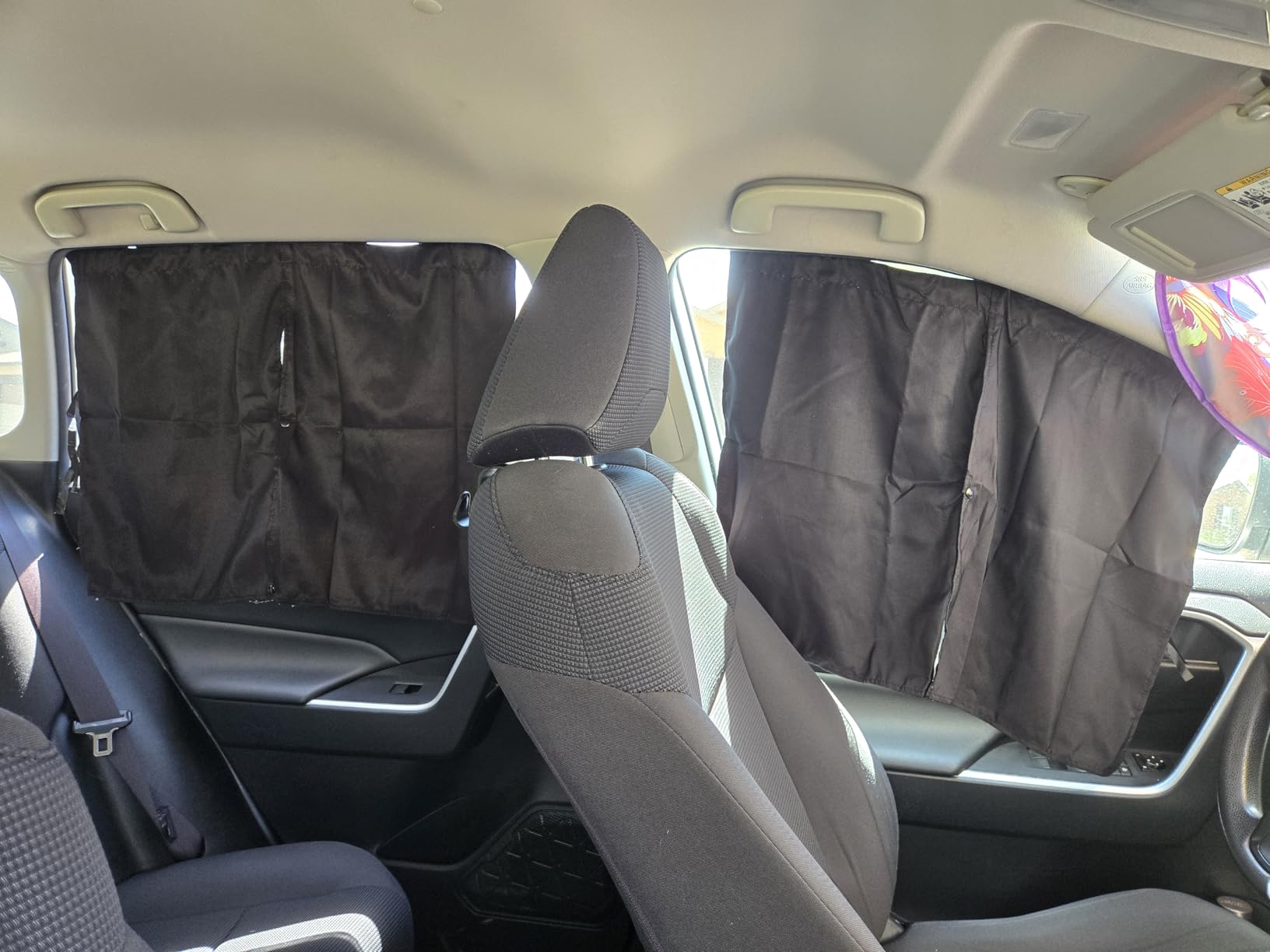 Car Window Shades, 2 Pack Magnetic Double Layer Window Shade for Baby in Car, Adjustable Privacy Blackout/See-Through Back Window Curtains for Baby Kids UV Protection customer photo 2