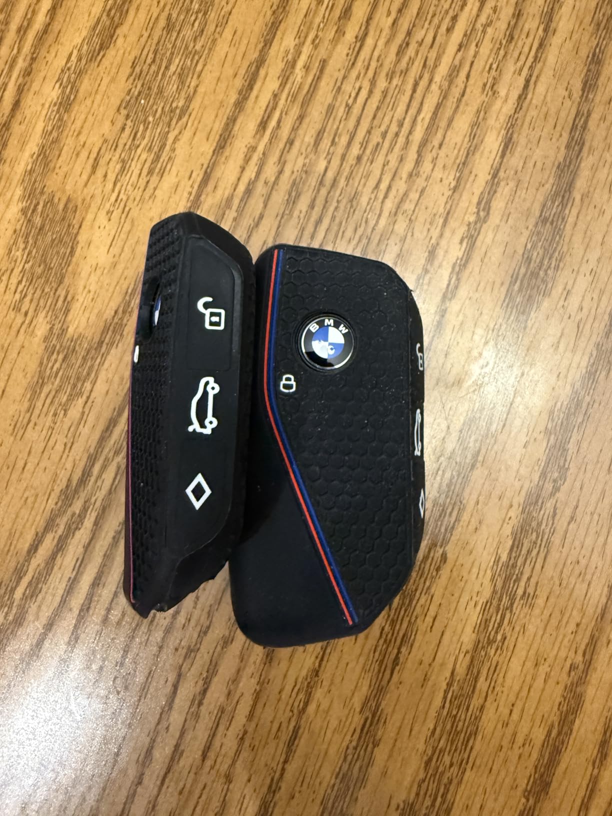 QBUC 2PCS for BMW Key Fob Cover, Soft Silicone Key Case for BMW 2024 2023 2025 7 Series IX I5 M60 X5 X7 X6 IX I7 Car Key Protector with Rings (3 Button,Black) customer photo 2