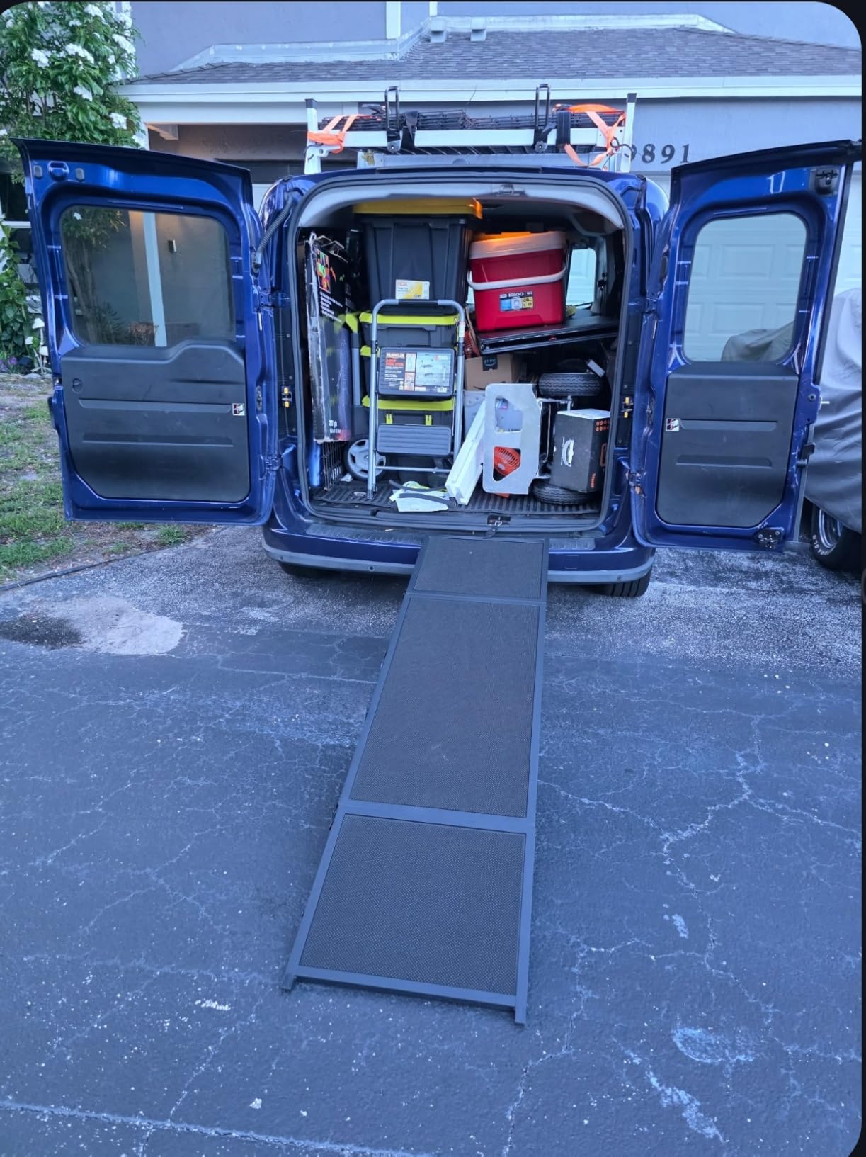 74'' L & 20'' W Longest Dog Ramp for Car - Extra Wide Portable Pet Dog Ramps for Large Dogs, Dogs Cars Ramp for Car SUV/Truck/RV/Bed, Lightweight Ramps with Non-Slip Mesh Up to 250LBS, Black customer photo 2