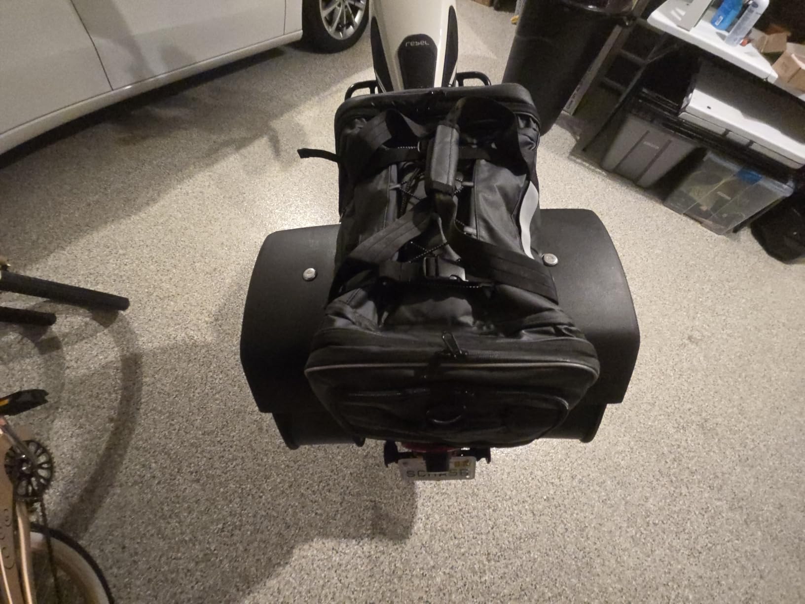 Waterproof Motorcycle Tail Luggage Bag, 48L-64L Expandable, Rain Cover Included, Bag with 4 Rack Mount Straps and Multiple Pockets customer photo 1