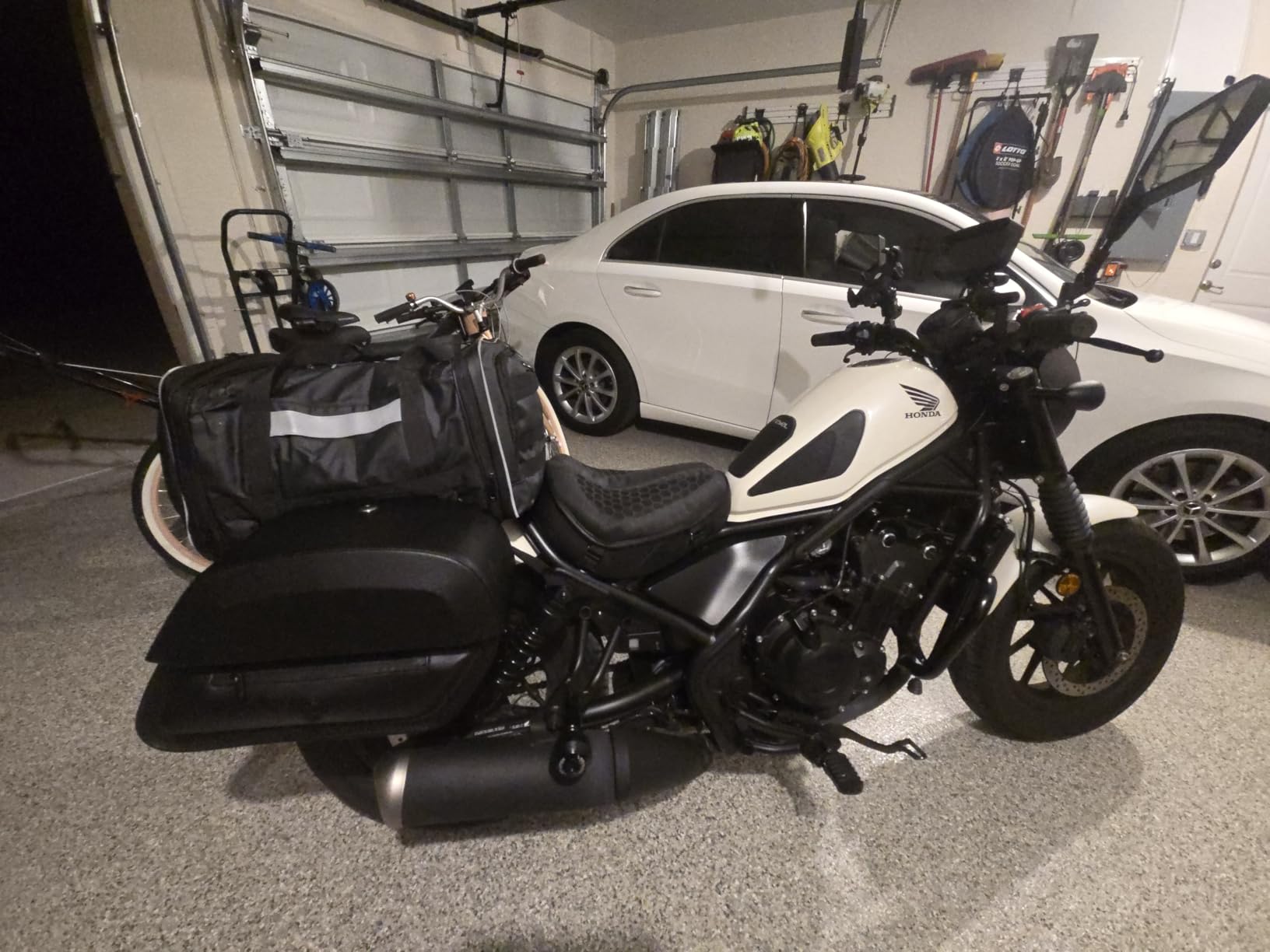 Waterproof Motorcycle Tail Luggage Bag, 48L-64L Expandable, Rain Cover Included, Bag with 4 Rack Mount Straps and Multiple Pockets customer photo 2