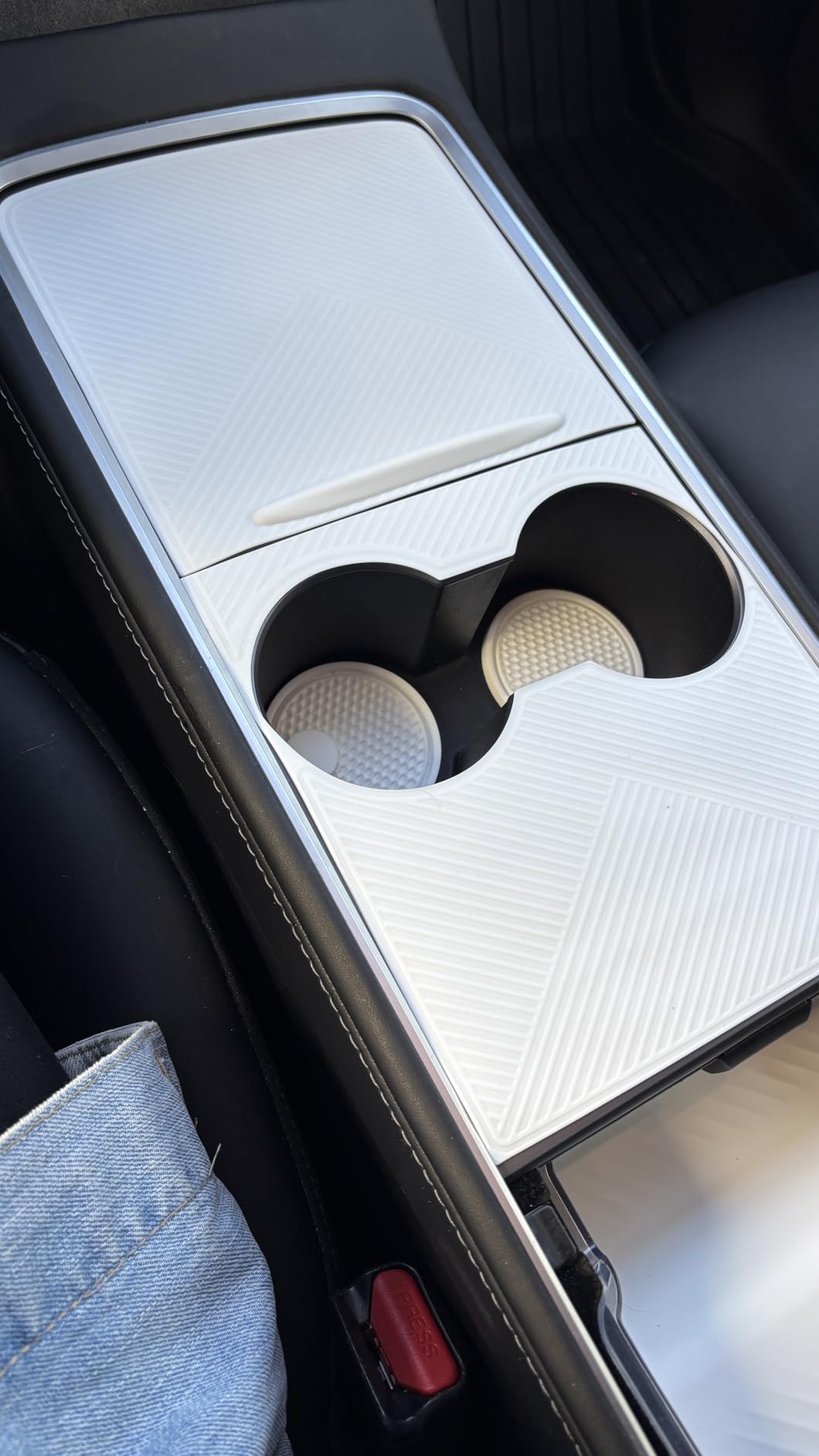 Center Console Silicone Wrap Kit for Tesla Model 3 2024-2025 / Model Y 2025, Tesla Center Console electrostatic adsorption Cover for Model 3/Y (White) customer photo 2