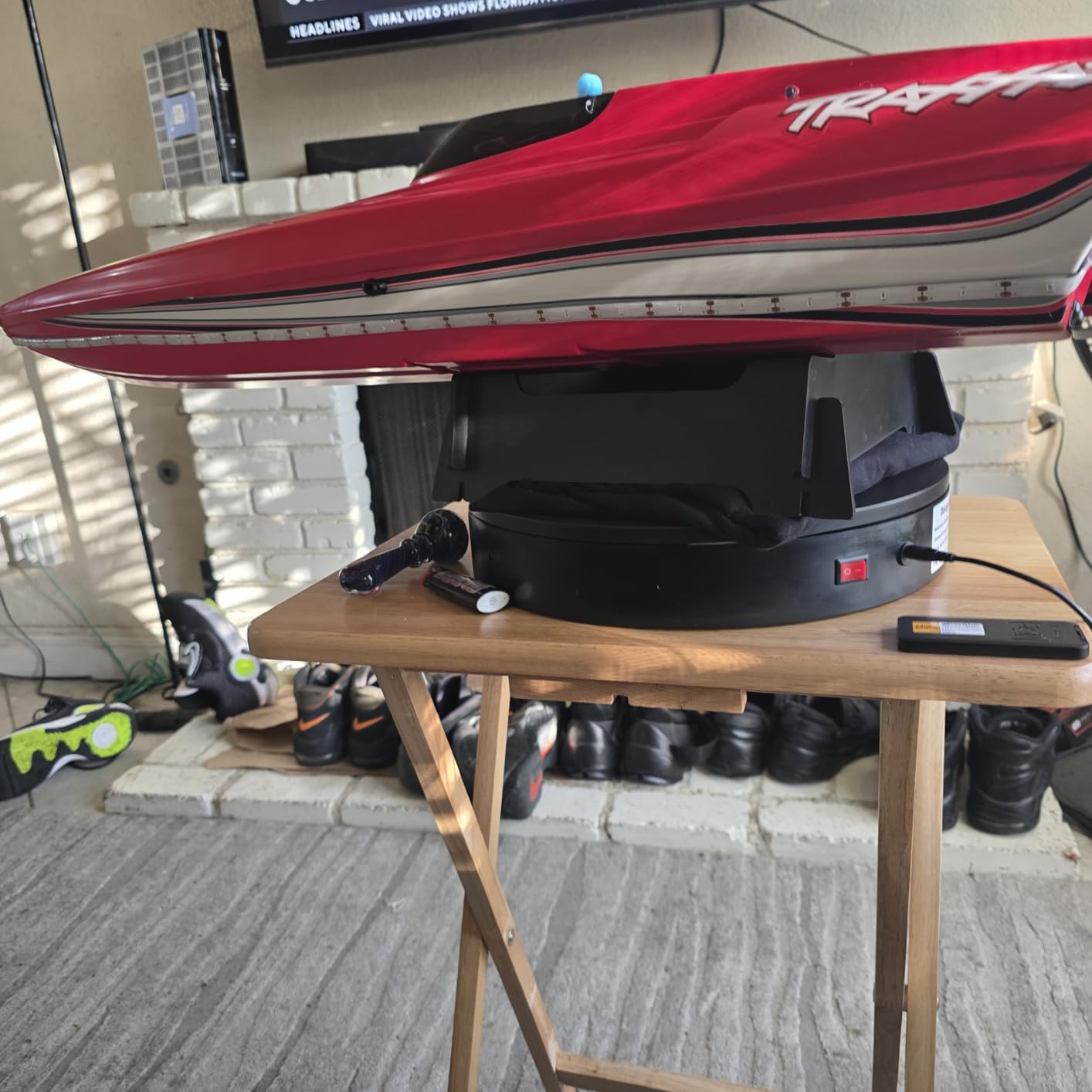 360 Rotating Platform, 12.6 Inch /32cm Motorized Electric Turntable, 350lbs Capacity Motorized Rotating Display Stand with Remote, Heavy Duty Photography Turntable for Human/Product customer photo 1