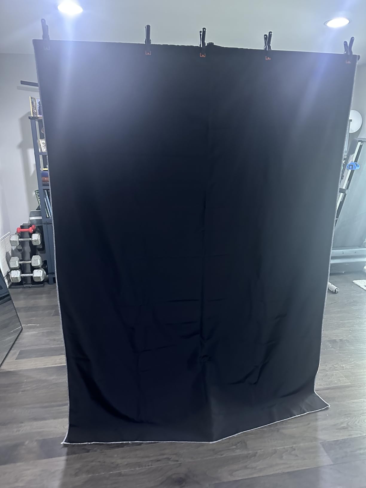 EMART Photo Backdrop with Stand Kit 6.5x5ft, Photography Black and White 2-in-1 Revisible Background Screen with Portable T-Shape Support and 5 Clamps for Video Recording Meeting Self Tape customer photo 2