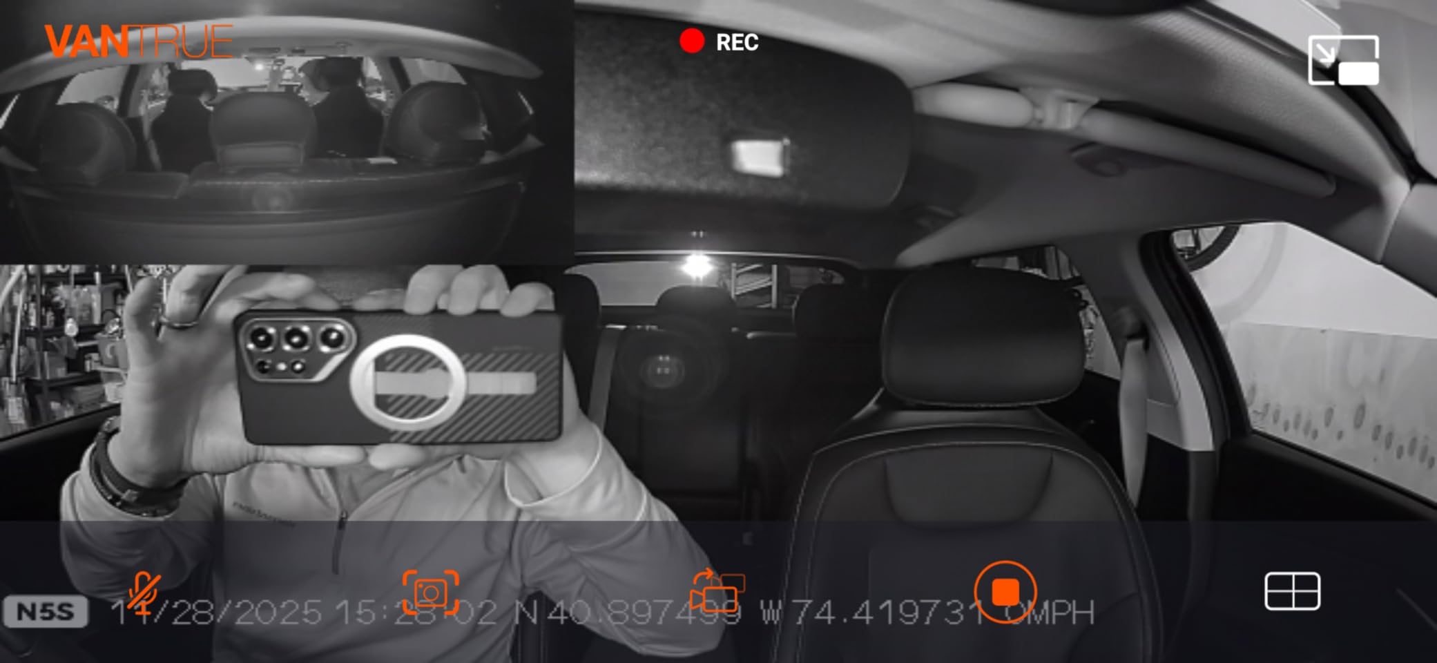 Vantrue N5S 4 Channel 360 Degree 2.7K Dash Cam, 4CH STARVIS 2 Night Vision, 2.7K+1080P*2+1440P Front Rear Inside Dashcam, 24/7 Buffered Parking Mode, WiFi, Voice Control, Dual GPS, Support 1TB Max customer photo 1