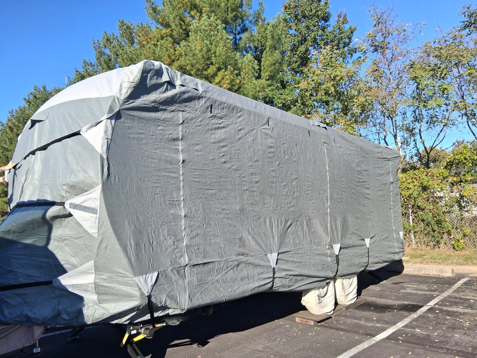 KING BIRD RV Cover, Heavy Duty 7-Layer Snow Protection, Fits 30-33ft Travel Trailers Campers, with Adhesive Repair Patches,Windproof Straps&Tire Covers customer photo 1