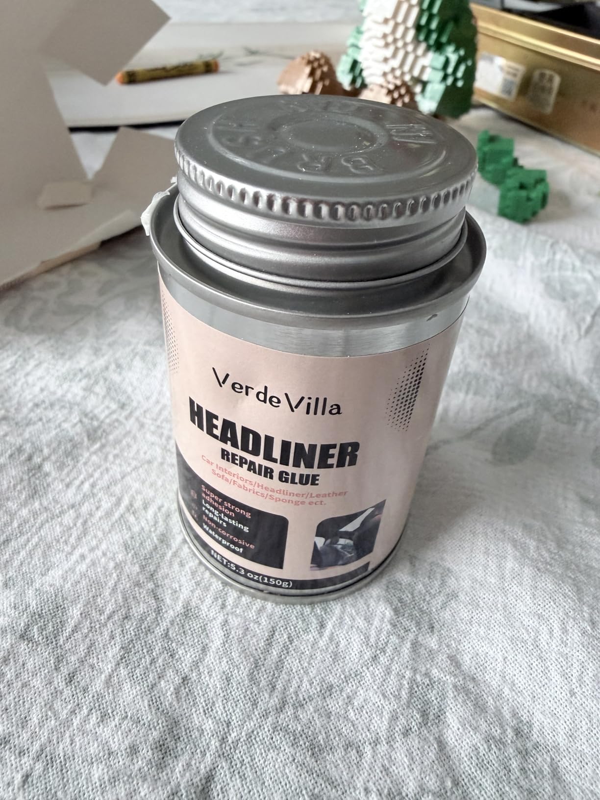 Headliner Repair Glue, Car Headliner Adhesive with Brush, Car Roof Liner Fabric Adhesive, Upholstery Glue for Cars,Headliner Repair Kit, Suitable for Automotive interiors, Fabric, Leather customer photo 1