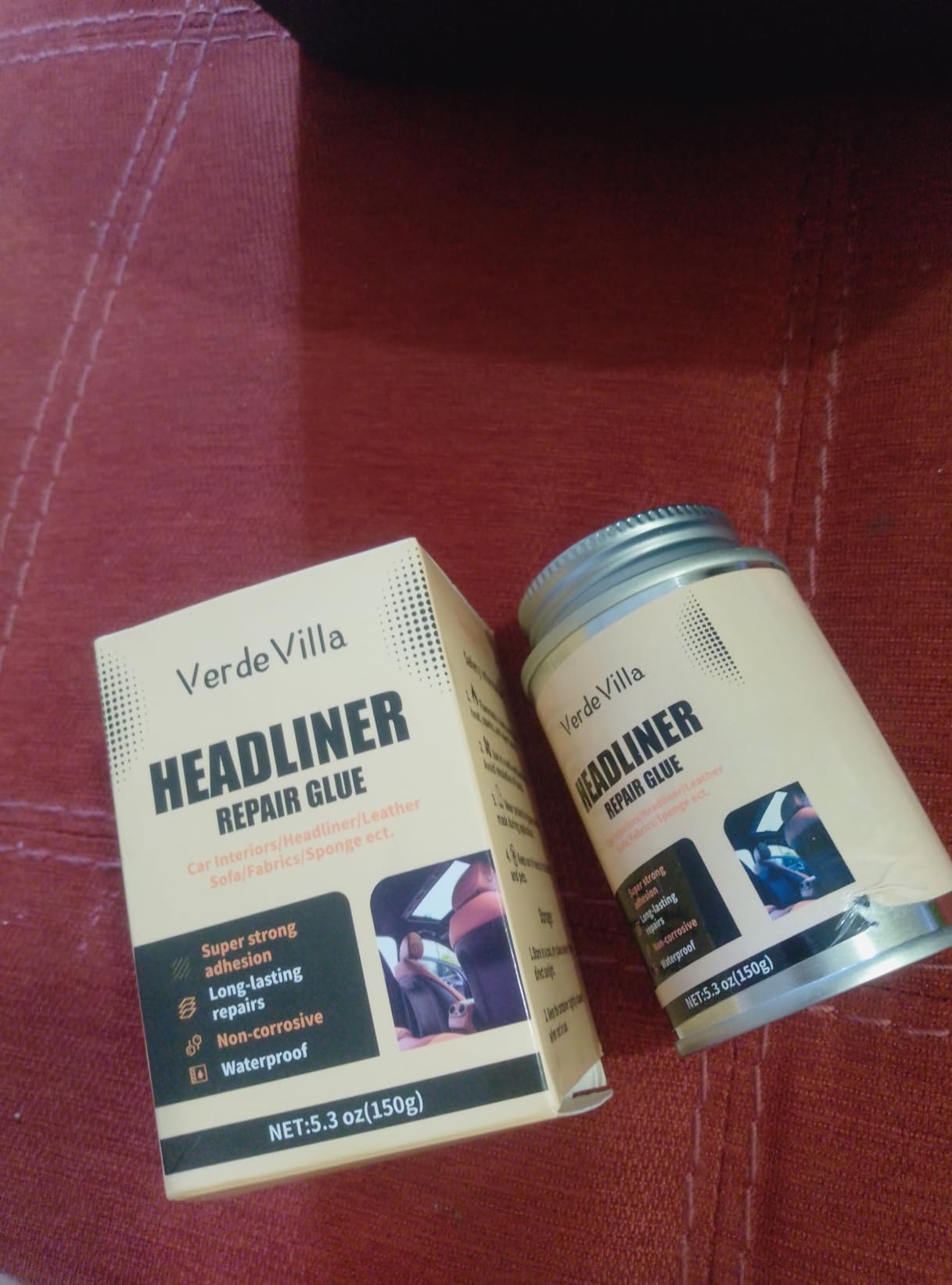 Headliner Repair Glue, Car Headliner Adhesive with Brush, Car Roof Liner Fabric Adhesive, Upholstery Glue for Cars,Headliner Repair Kit, Suitable for Automotive interiors, Fabric, Leather customer photo 2