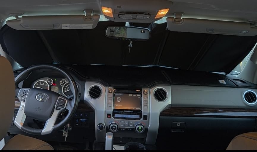 MZS Windshield Sun Shade Compatible with Suburban Tahoe Yukon Escalade 2021-2026, Foldable Truck Sun Shade Shield with Storage Pouch, Front Window Visor Sunshade for Interior Protector customer photo 1