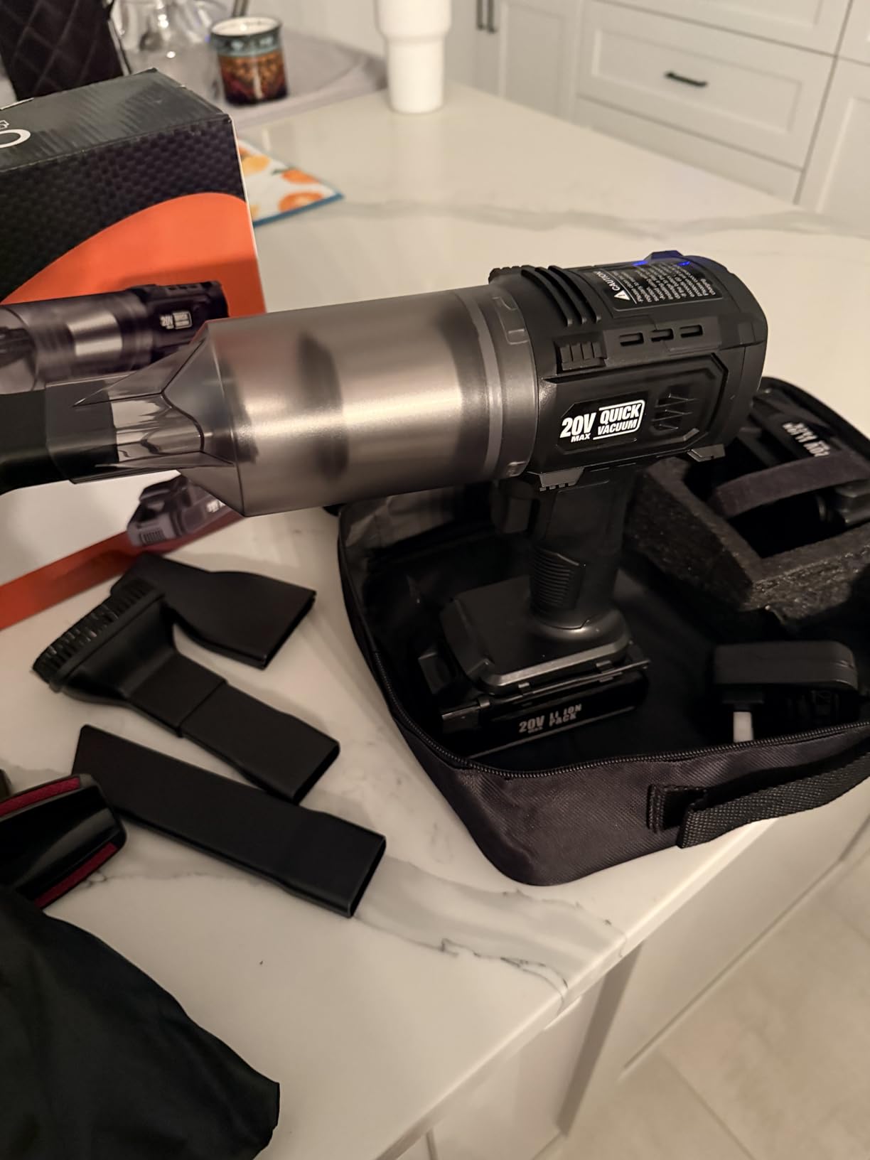 Car Vacuum Cordless, 35000PA Strong Suction Handheld Vacuum with 2 Detachable Batteries, 60Min Runtime Portable Vacuum Cleaner for Car Detailing, Pet Hair, Home Couch & Office, 350ML XL Dust Cup customer photo 2