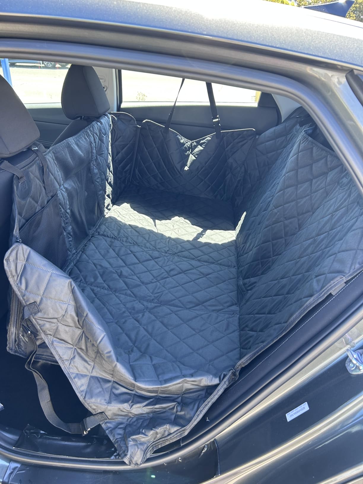 URPOWER Back Seat Extender for Dogs - Hard Bottom Dog Car Seat Cover with 1PC Leak-Proof Pee Pad, Dog Hammock for Car and SUV, Pet Rear Seat Protector Dogs Travel Bed customer photo 2