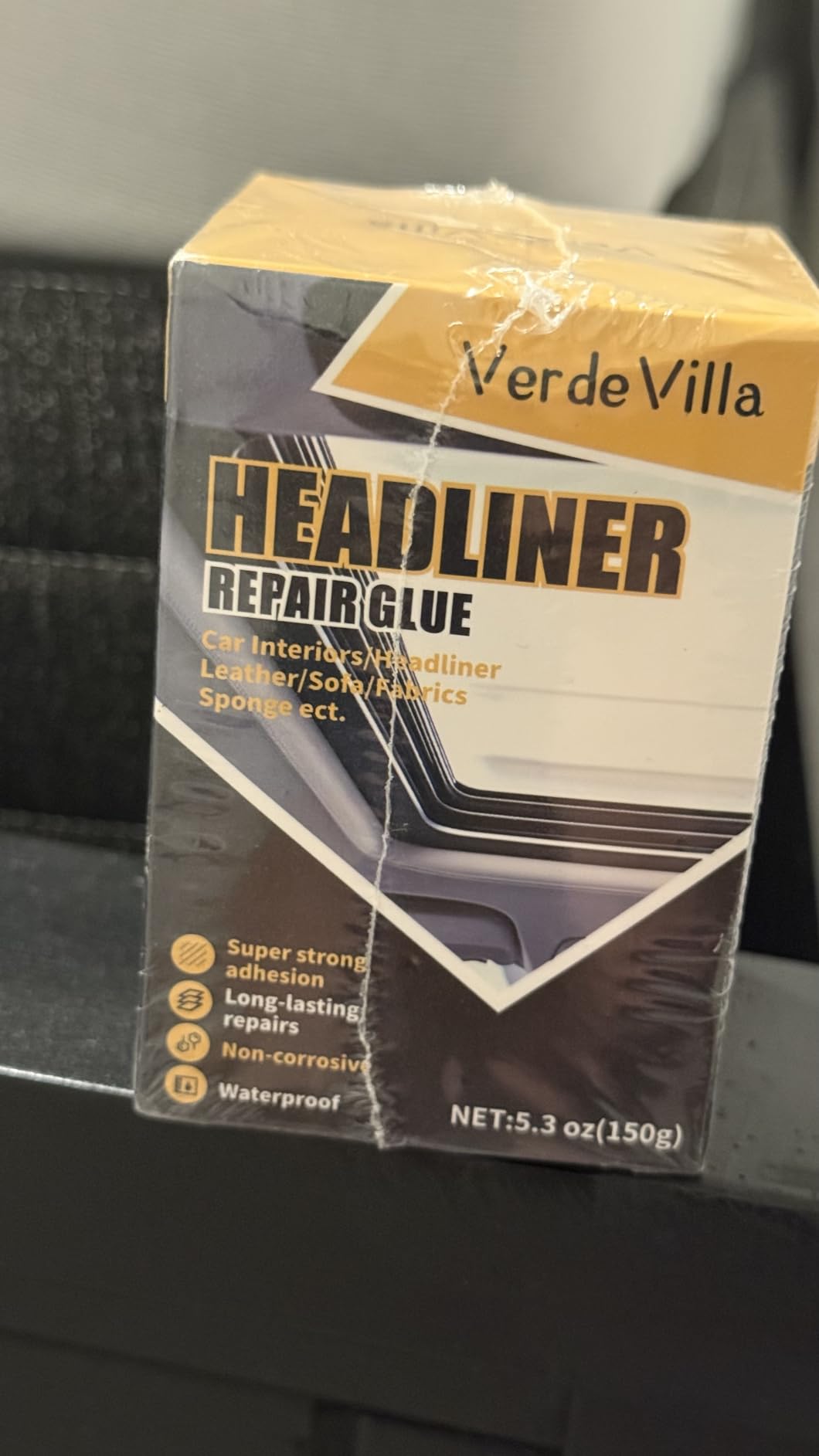 Headliner Repair Glue, Car Headliner Adhesive with Brush, Car Roof Liner Fabric Adhesive, Upholstery Glue for Cars,Headliner Repair Kit, Suitable for Automotive interiors, Fabric, Leather,150ml customer photo 2