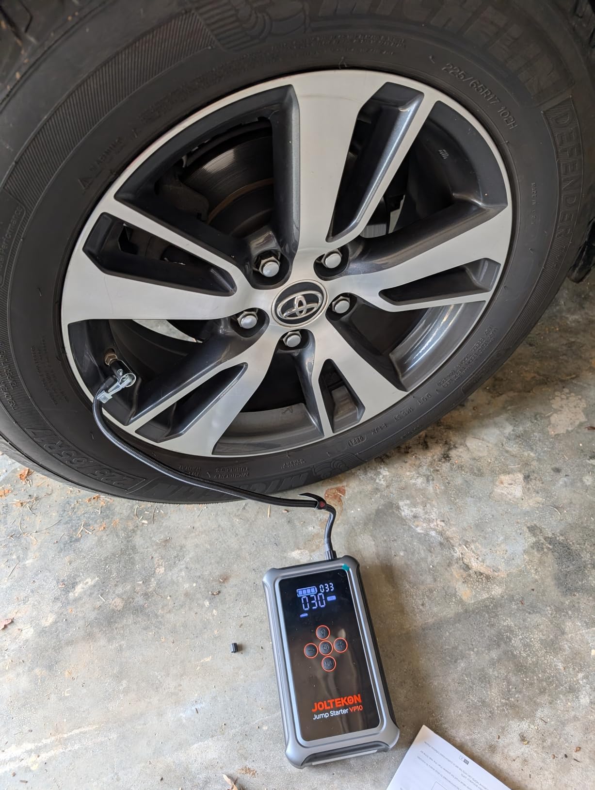 Jump Starter with Air Compressor, 5000A Portable Car Battery Jumper Starter(All Gas/10L Diesel) with 150PSI Auto-Shutoff Tire Inflator, 12V Lithium Jump Box for Car Battery Portable customer photo 1