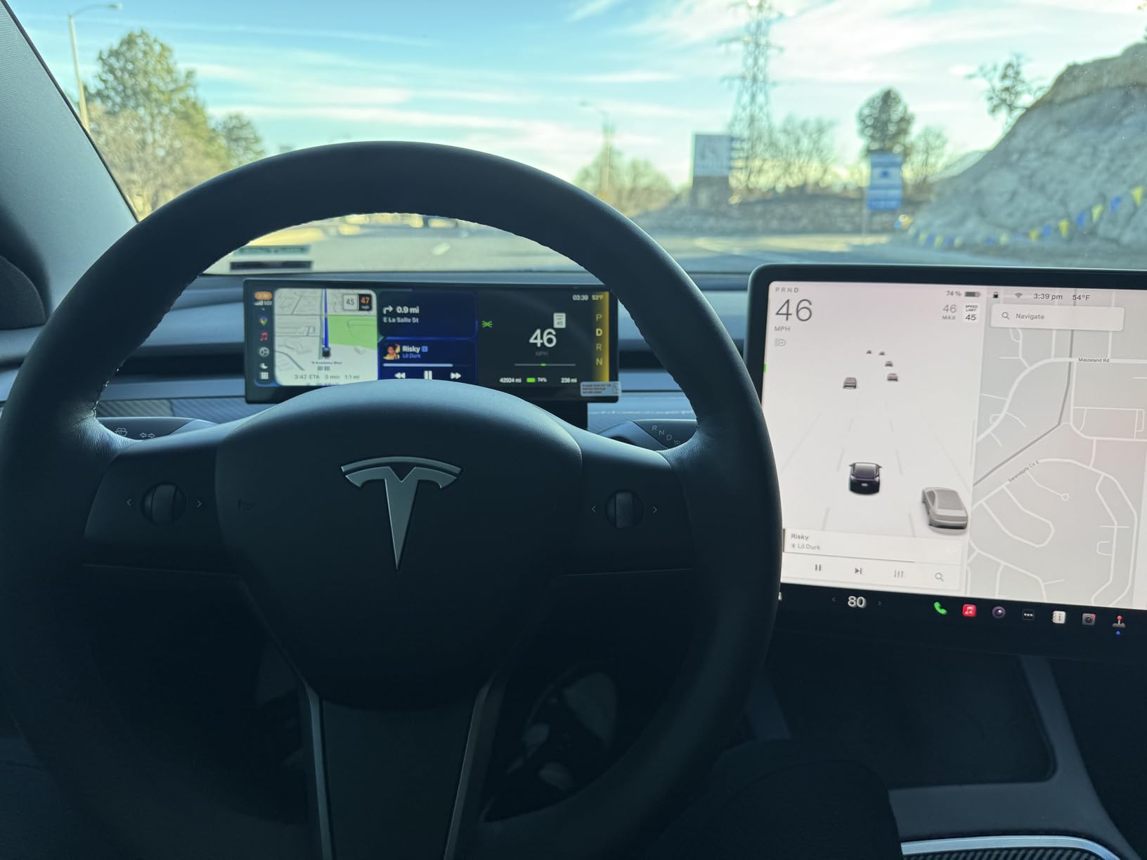 Tlyard Head Up Display for Tesla Model 3 2017-2023 Model Y 2019-2025.02, Thin Carplay with Camera 10.88 Inch Touchscreen HUD Carplay Smart Instrument Cluster customer photo 1