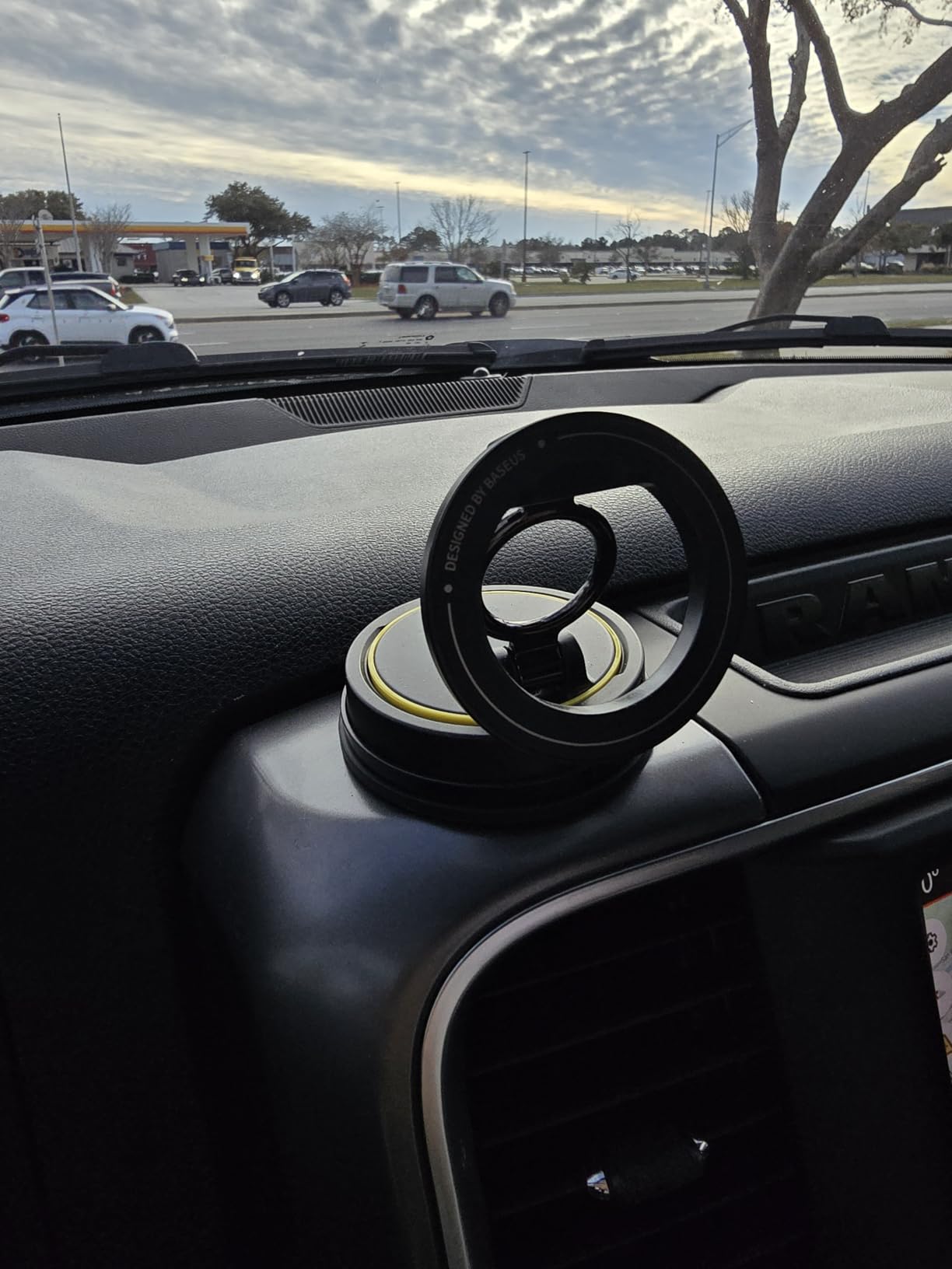 Baseus Vacuum 15W for Magsafe Car Mount Charger, 119LBS Suction Cup 720 Degree Adjustable Magnetic Car Charger Phone Holder, Foldable Cell Phone Holder with Reusable Washable Gel for Car and for 17to13 iPhone customer photo 1