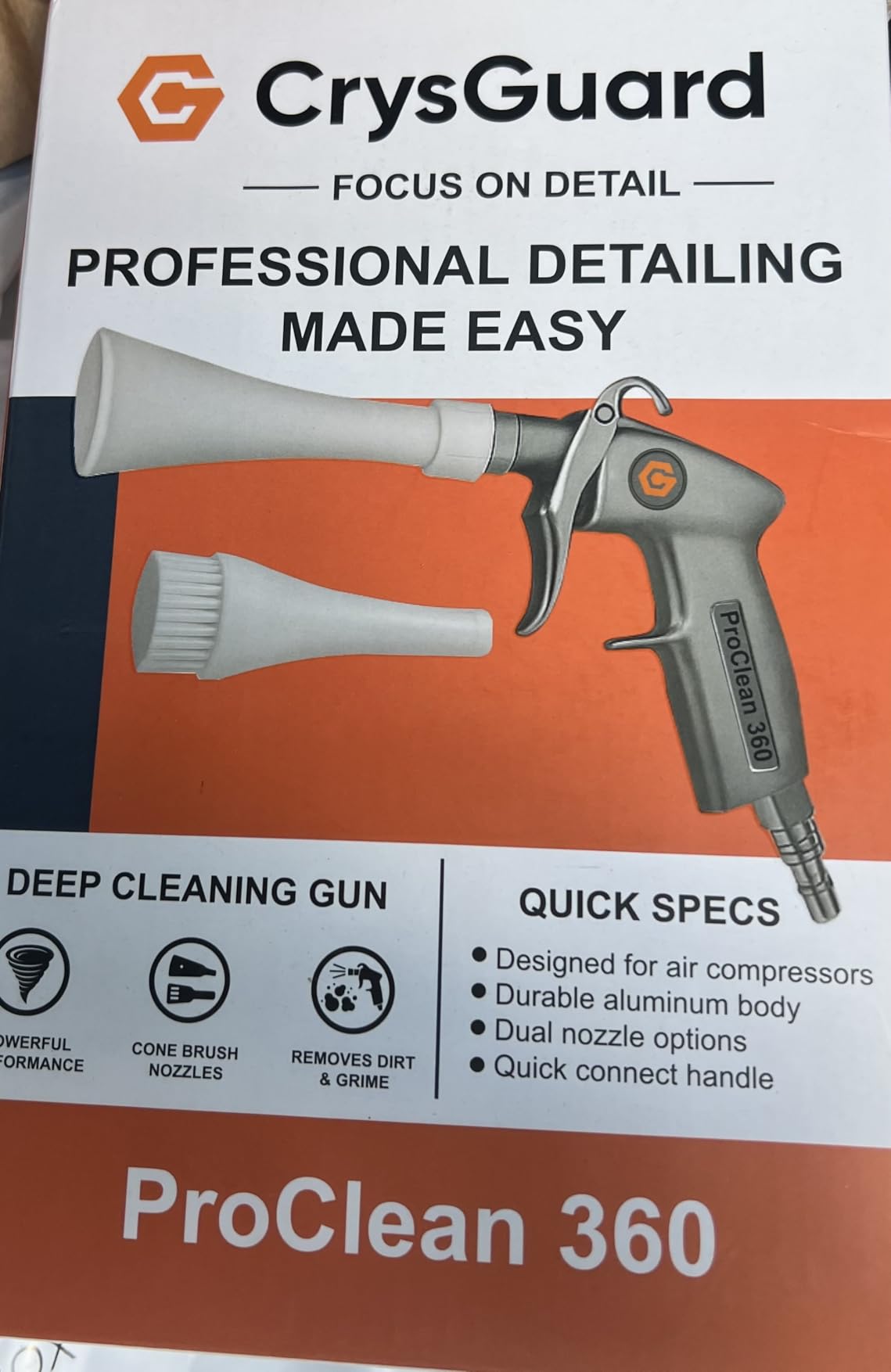 ProClean 360 Tornado Car Cleaning Gun - High Pressure Air Blow & Detailing Tool with Rotating Nozzle, Upholstery & Carpet Cleaner, Auto Detailing Blow Gun for Seats, Vents, Engines, Home Use customer photo 2