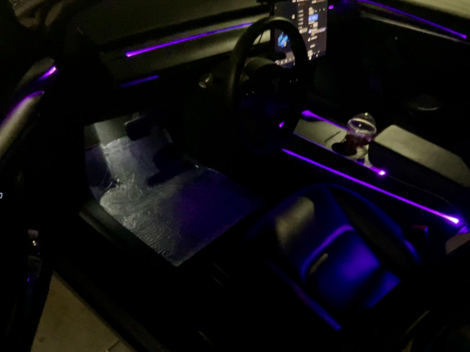 LivTee Smart Car LED Interior Lights with USB Port, LED Strip Fiber Optic Lights, Wireless App and Remote Control, Sync to Music, Car Accessories Gifts for Women and Men, 6 in 1 customer photo 2