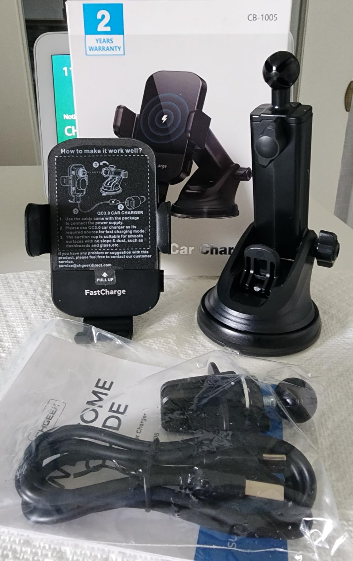 CHGeek Wireless Car Charger, 2026 Upgrade 15W Fast Charging Auto Clamping Car Phone Holder Charger, Phone Holders for car Mount, fit for iPhone 17 16 15 14 13 Mini Pro Max XR, Samsung Galaxy S25 Ultra customer photo 2