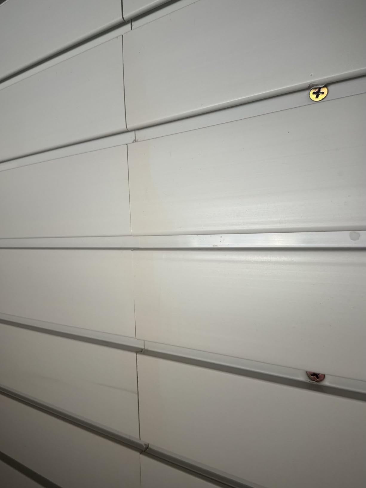 4 x 8 ft PVC Slatwall Panels for Garage Wall Organizer, Grey | Creates a 4 x 8 ft slat wall covering 32 sq ft; includes edge trims, mounting hardware, drill bit, and instructions. customer photo 2