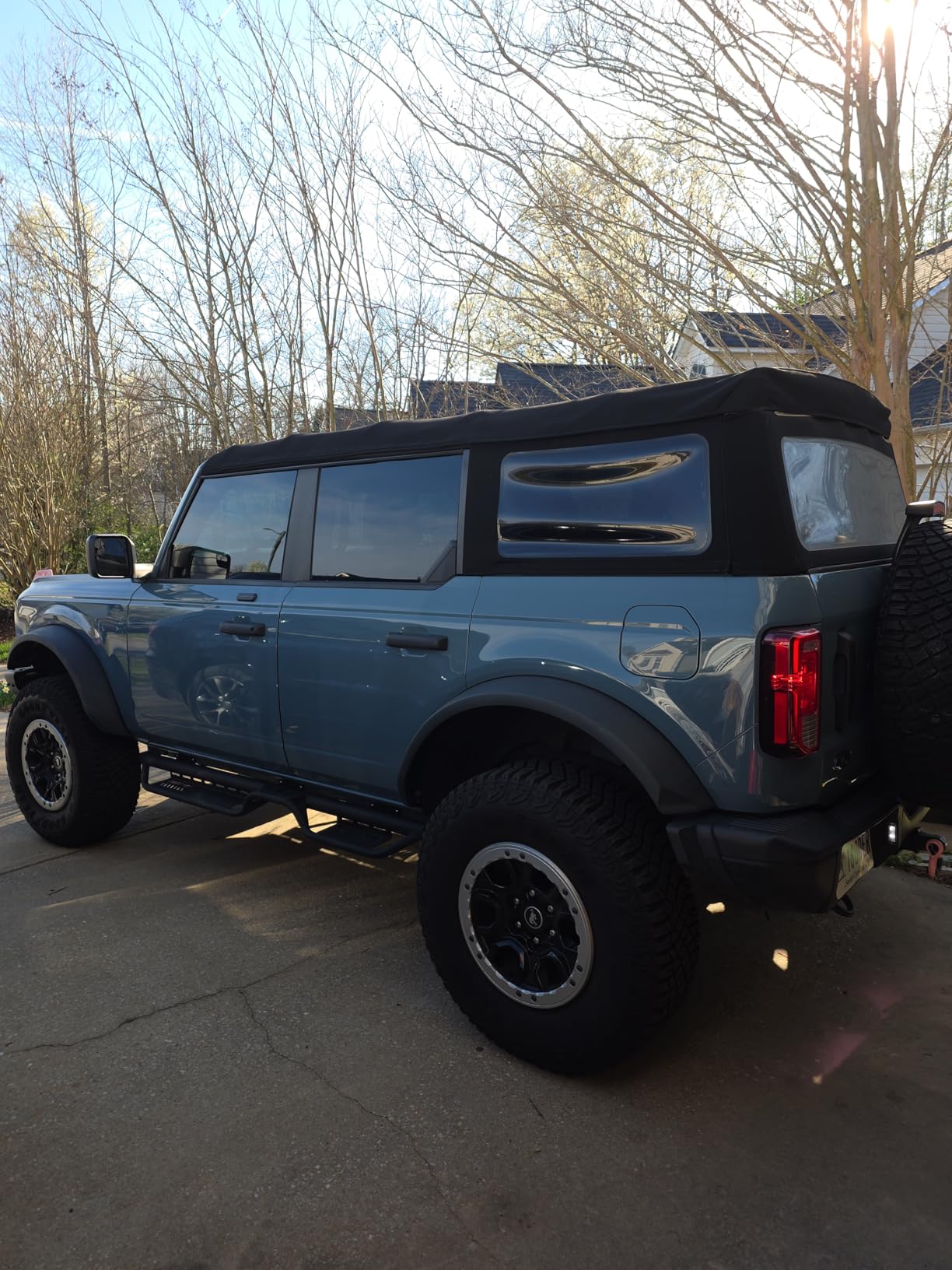 Running Boards Compatible with 2020-2026 Jeep Gladiator JT 4 Doors, Two Stairs Design Side Steps Heavy-Duty Steel Nerf Bars Bolt-on Step Plates RockSliders Rail. Black customer photo 2
