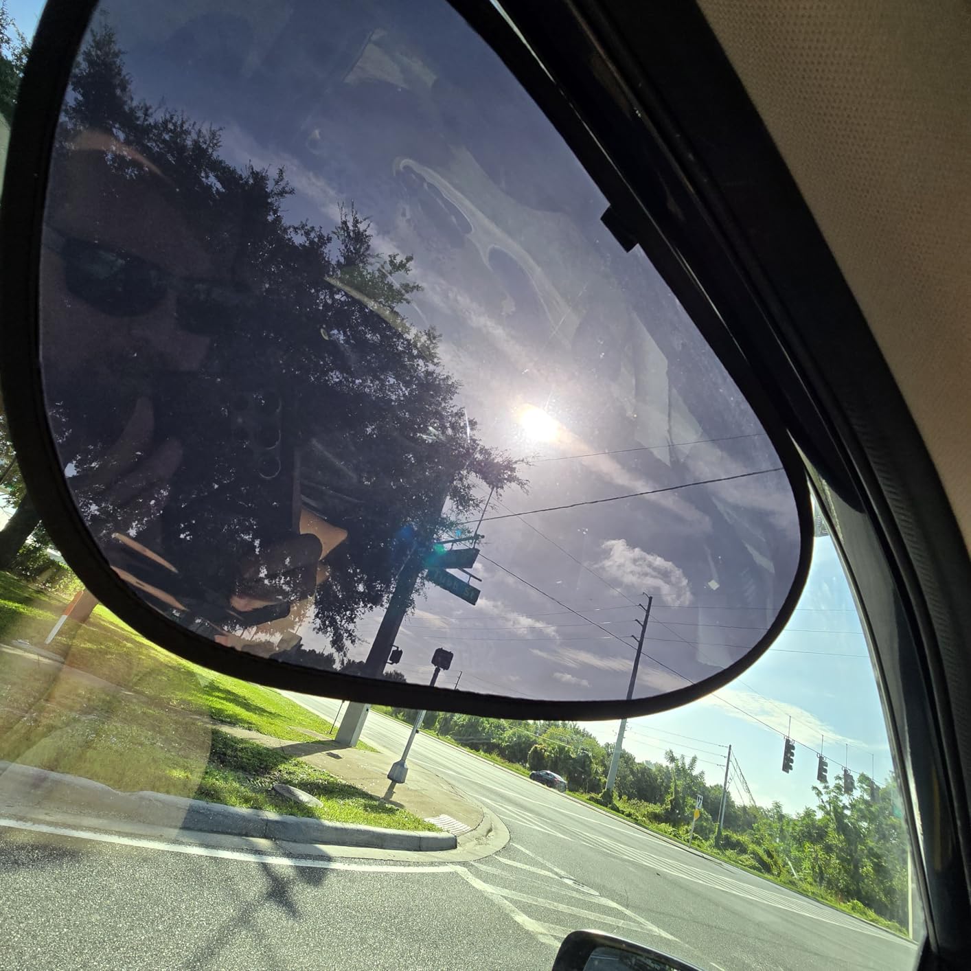 TFY Car Side Window Sun Shade - Static Cling Dark Transparent Film for Low-Angle Sunlight, UV Protection, Heat Reduction, Easy Install & Removable Sun Visor for Driver and Passenger, 2 Pieces customer photo 1