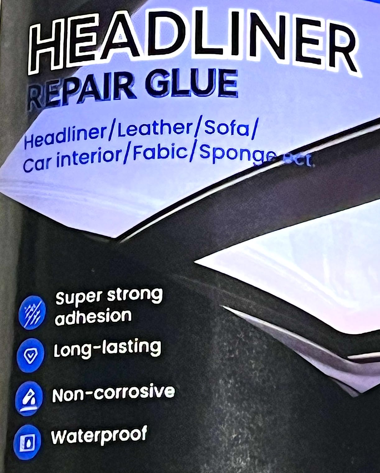Headliner Repair Glue, Car Headliner Adhesive with Rubber Seam Roller Headliner Repair Kit,Upholstery Glue with Brush for Automotive interiors, Fabric, Leather (4.23oz) customer photo 1