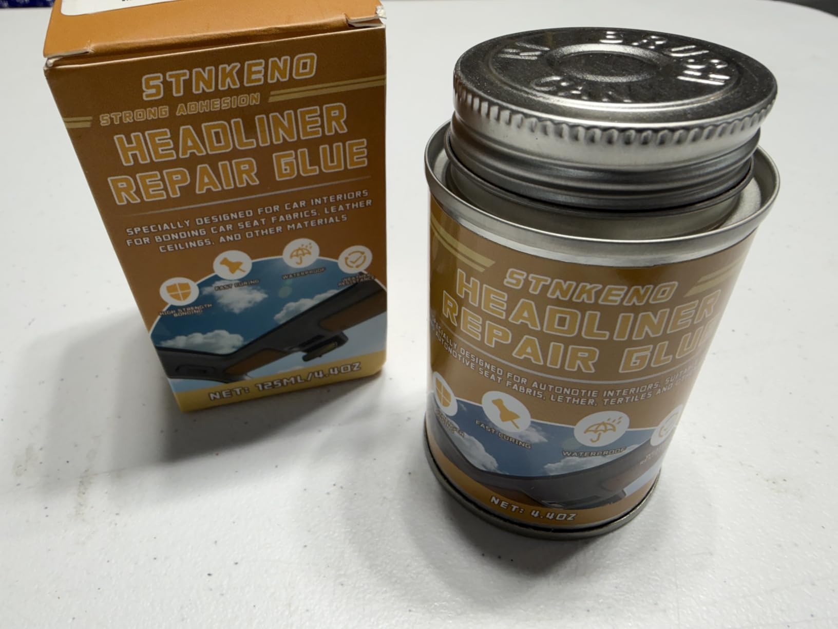 Headliner Repair Glue, Car Roof Lining Adhesive, Car Fabric Quick Repair Adhesive, High Strength Waterproof Sealing Car Roof Fabric Glue for Car Headliner & Inside Roof Cloth (4.4 OZ) customer photo 1