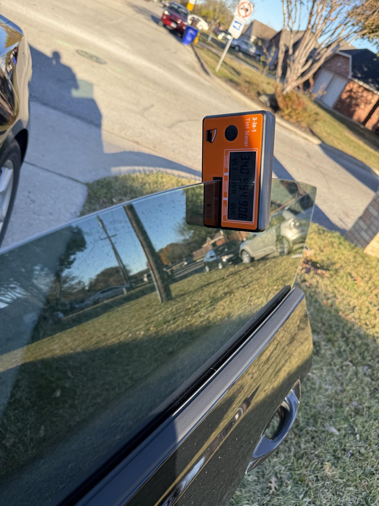 Window Tint Meter, 3-in-1 Solar Film Meter with VL/UV/IR Transmittance Tester, Portable Digital Side Window Tint Reader for Filmed Glass, Solar Film, Car Window - CR01 customer photo 2