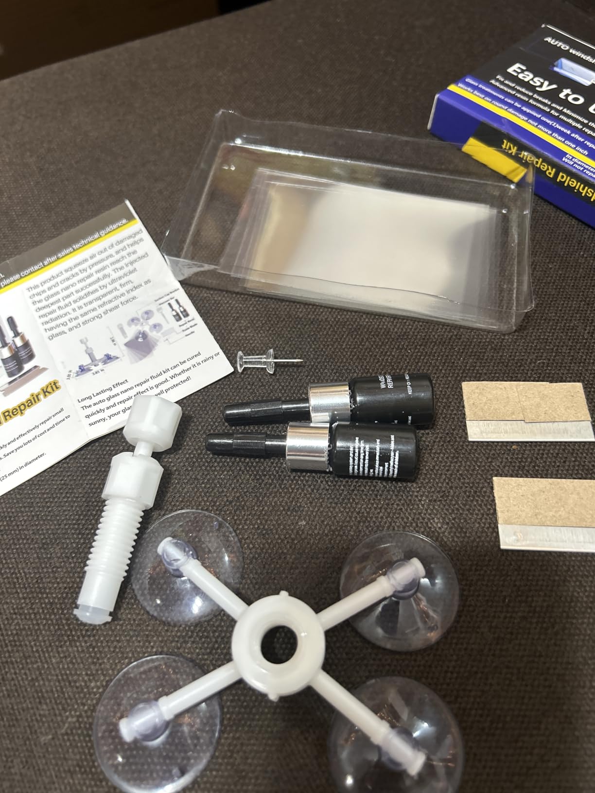 Windshield Repair Kit, Windshield Crack Repair Kit,2 Pcs Car Glass Repair Kit Quick Fix for Chips & Cracks, Windshield Chip Repair Kit, Automotive Nano Fluid(Navy) customer photo 2