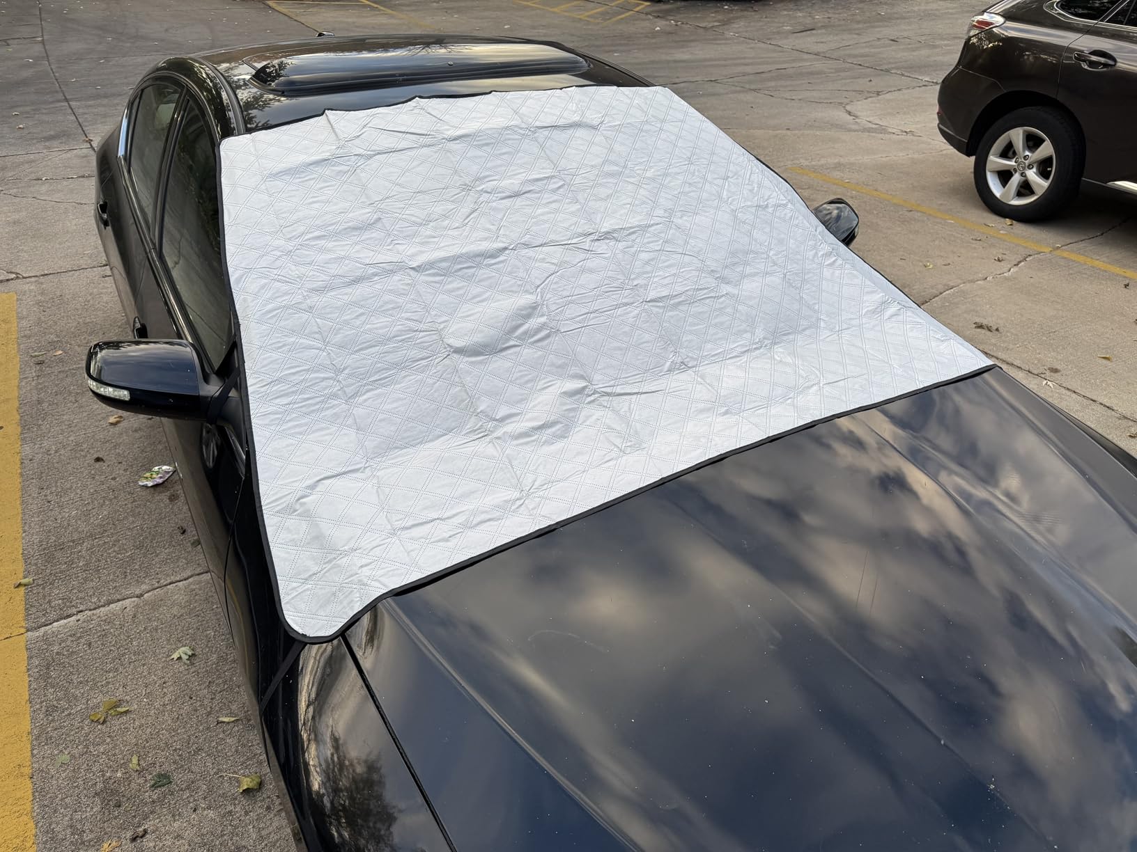 FLORICH Car Windshield Cover for Ice and Snow Heavy Duty Fabric with Side Mirror Cover,Standard Winter Frost Hail Protector for Most Car, Truck, SUV, Van and MPV (66x 47Inch) customer photo 1