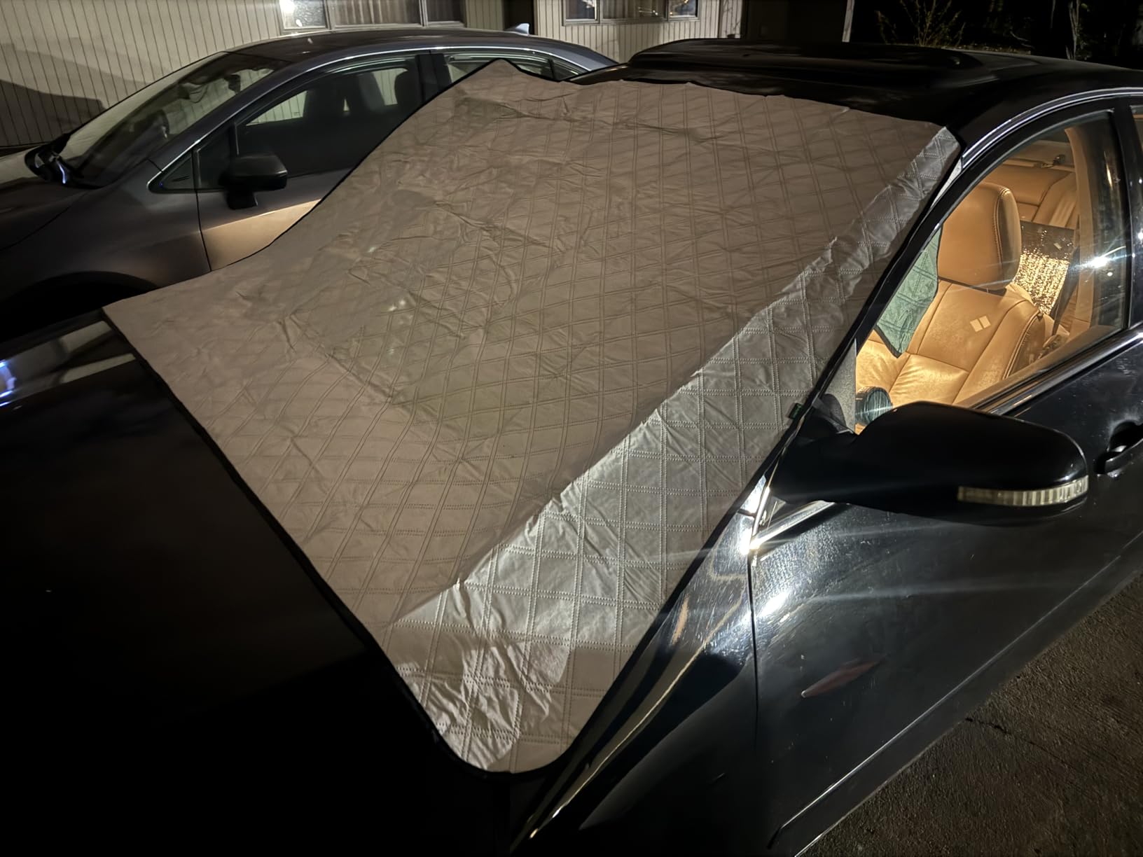 FLORICH Car Windshield Cover for Ice and Snow Heavy Duty Fabric with Side Mirror Cover,Standard Winter Frost Hail Protector for Most Car, Truck, SUV, Van and MPV (66x 47Inch) customer photo 2