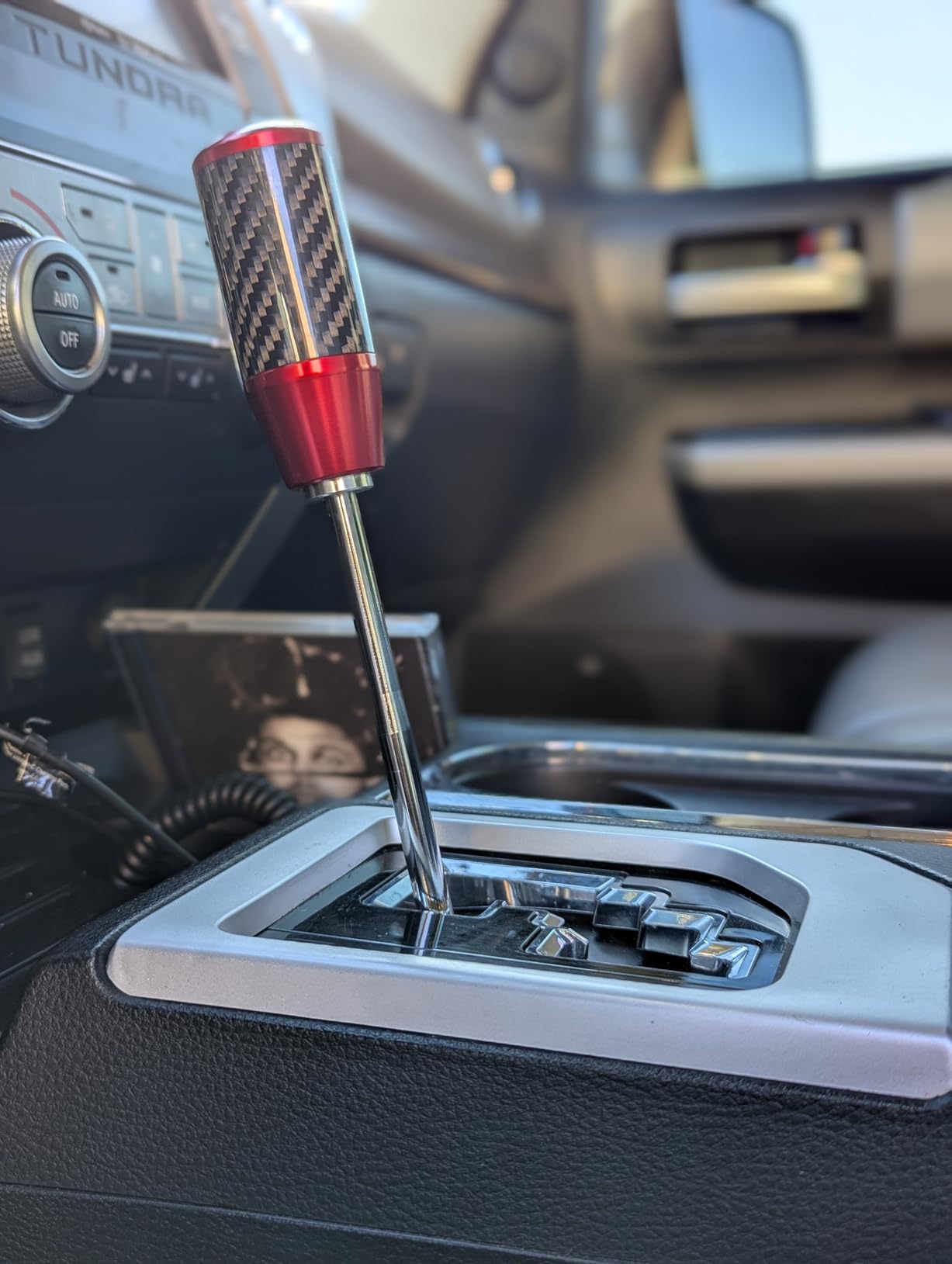 Premium Black Carbon Fiber Shift Knob - 4 Metal Threaded Adapters, 4 5 6 Speed Manual & Buttonless Automatic Transmission Car, Weighted Gear Stick Shifter Knobs (M8, M10x1.25/1.5, M12x1.25), JDM Style customer photo 1