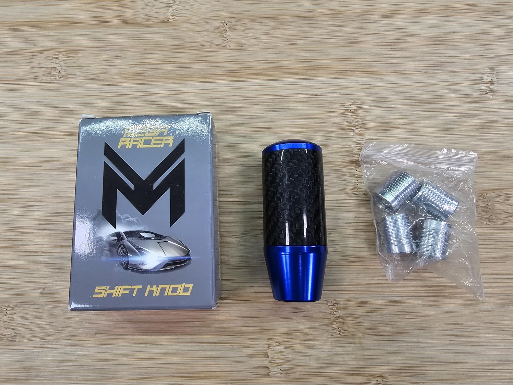 Premium Black Carbon Fiber Shift Knob - 4 Metal Threaded Adapters, 4 5 6 Speed Manual & Buttonless Automatic Transmission Car, Weighted Gear Stick Shifter Knobs (M8, M10x1.25/1.5, M12x1.25), JDM Style customer photo 2