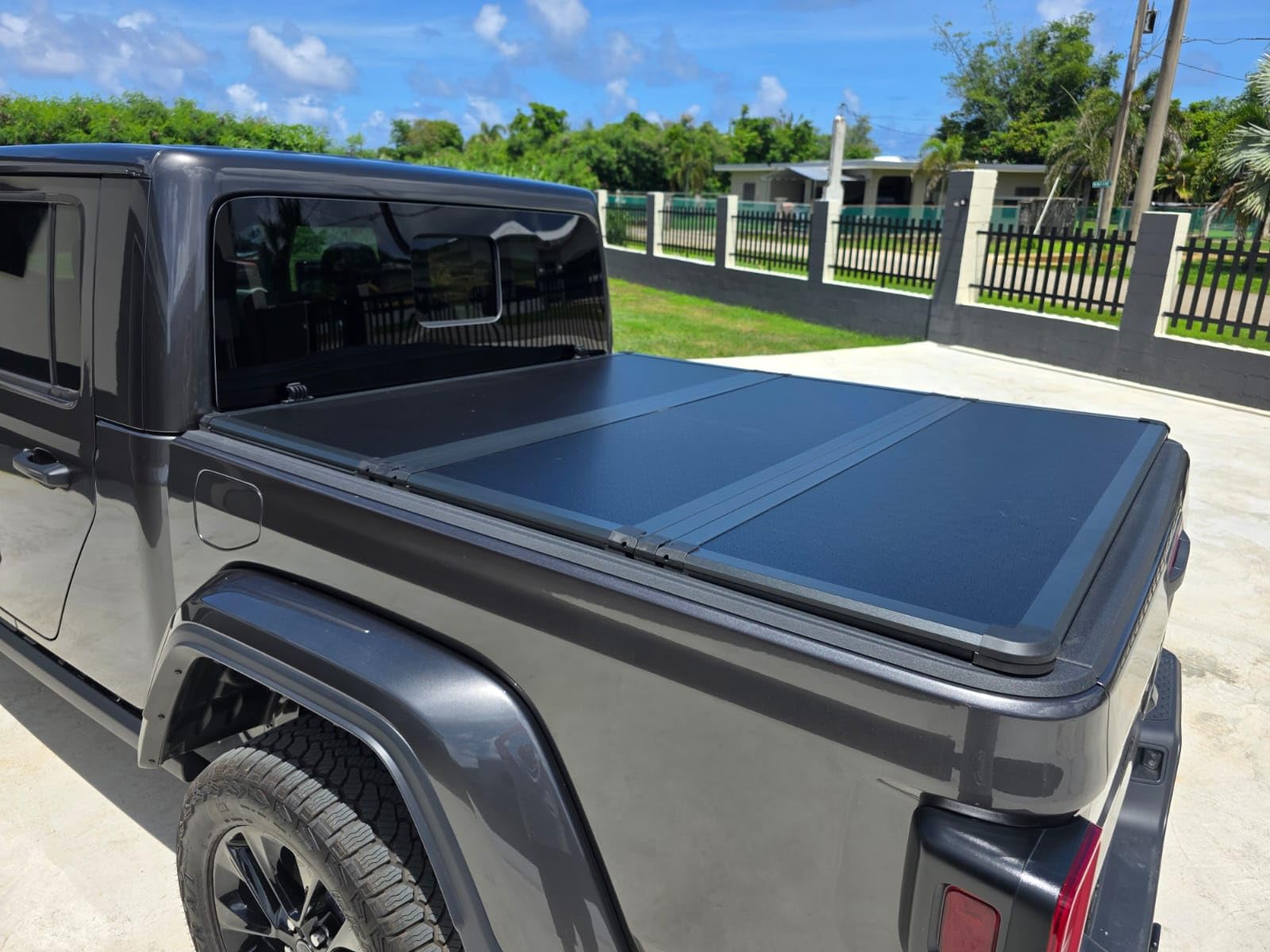 FRP Hard Folding Truck Bed Tonneau Cover Compatible with 2020-2026 Jeep Gladiator 5FT Bed (60.3'), Tri Fold Style customer photo 1