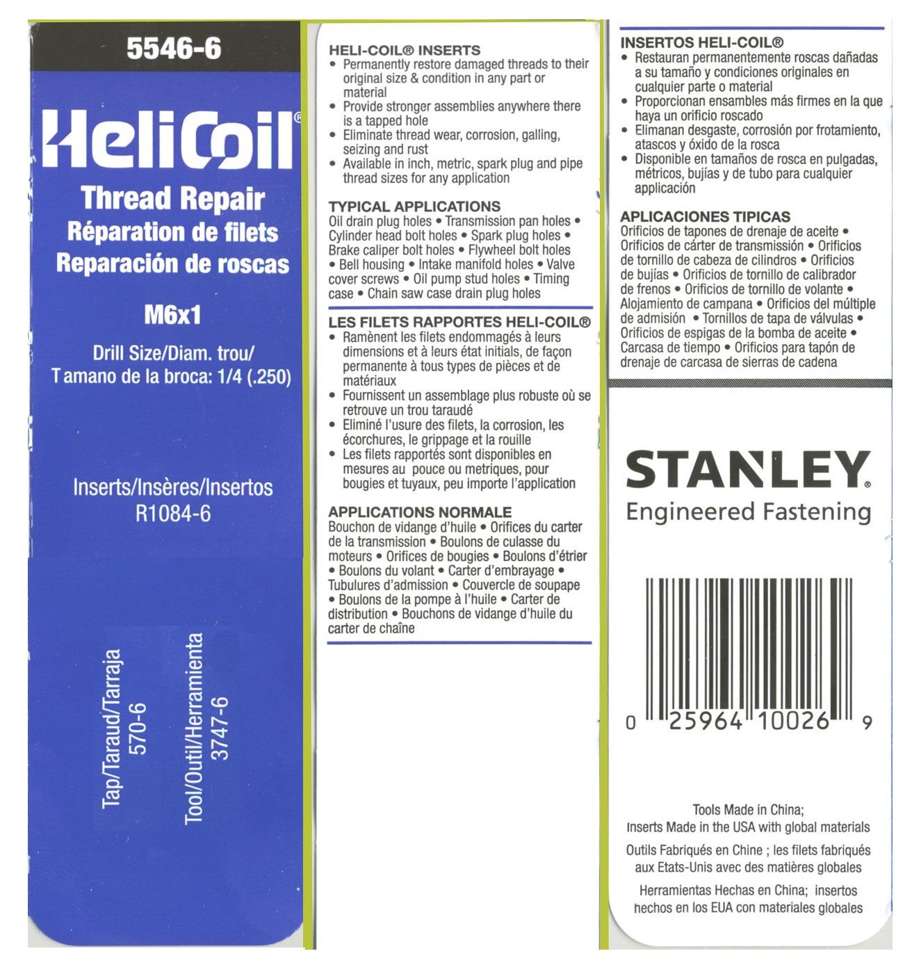 Heli-Coil Helicoil 5546-6 M6 x 1 Metric Coarse Thread Repair Kit customer photo 1