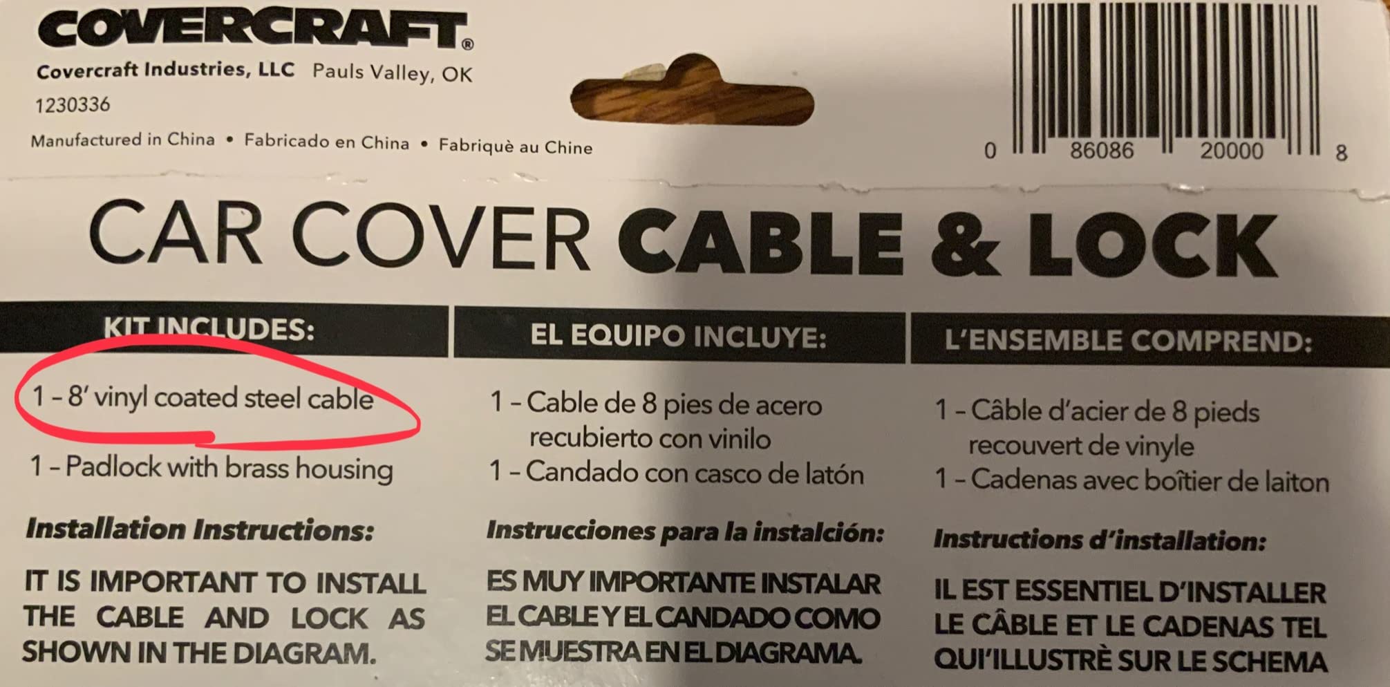 Covercraft ZCBL Car Cover Cable Lock Kit, Brass customer photo 2