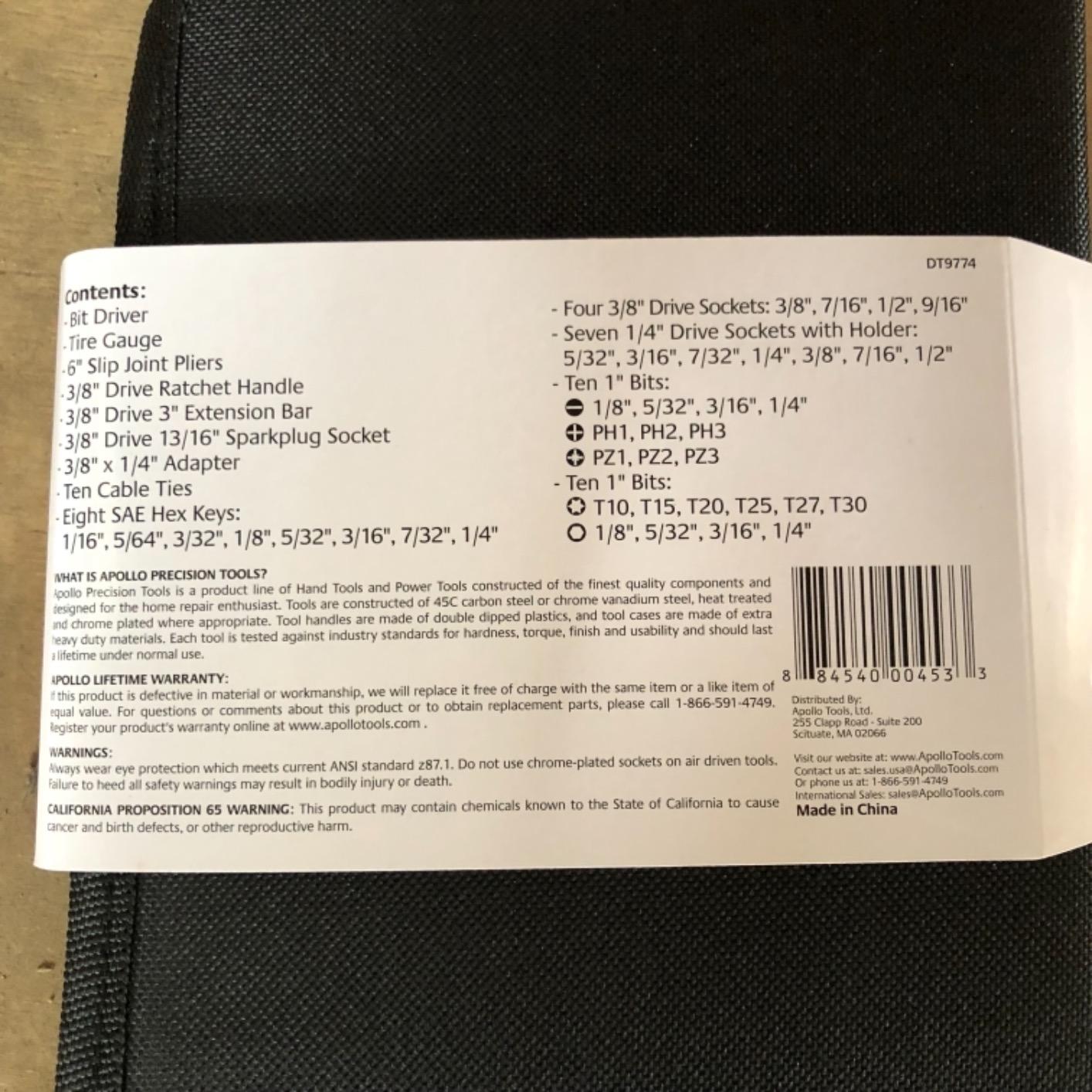 Apollo Tools 56 Piece Compact SAE Auto Tool Set in Zippered Case, Small Mechanic Tool Set for Car Emergency, Motorcycle Repair on the Road, Great for Travel Tool Needs - Red - DT9774 customer photo 2