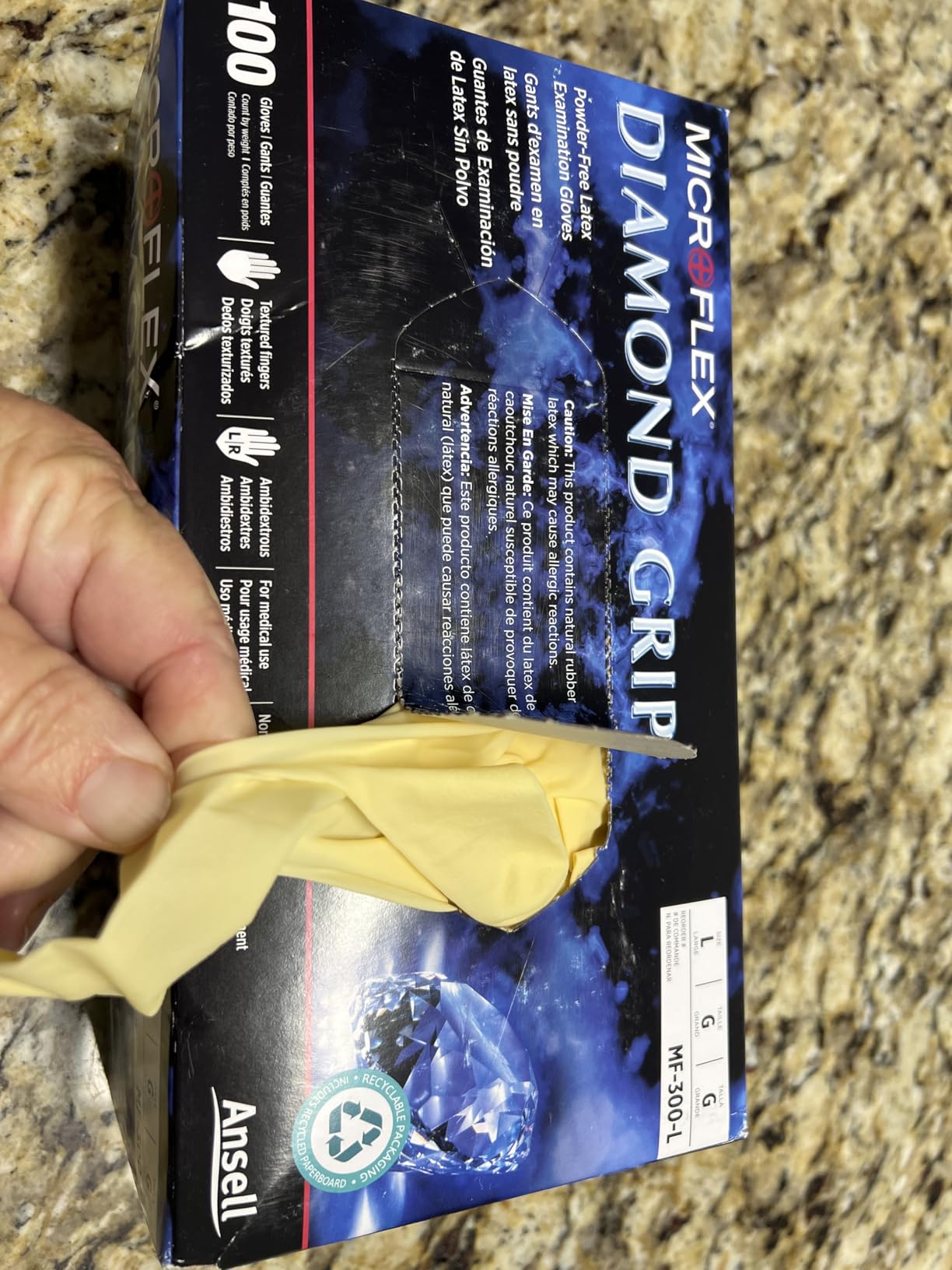 Ansell MICROFLEX Diamond Grip MF-300 Disposable Latex Gloves for Automotive, Healthcare, Machinery Industries - Med, Natural (Box of 100) customer photo 2