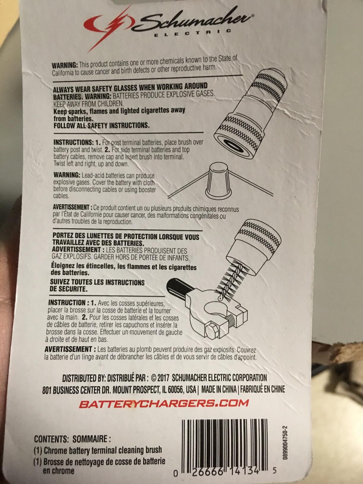 Schumacher Electric Battery Terminal Cleaning Brush, Removes Buildup from Top and Side Terminals customer photo 1