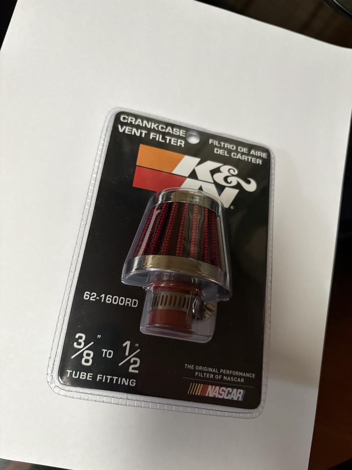 K&N Vent Air Filter / Breather: Washable and Resuable: 0.375 in/0.5 in (10 mm/13 mm) Flange ID; 1.75 in (44 mm) Height; 2 in (51 mm) Base; 1.5 in (38 mm) Top, Red , 62-1600RD customer photo 1