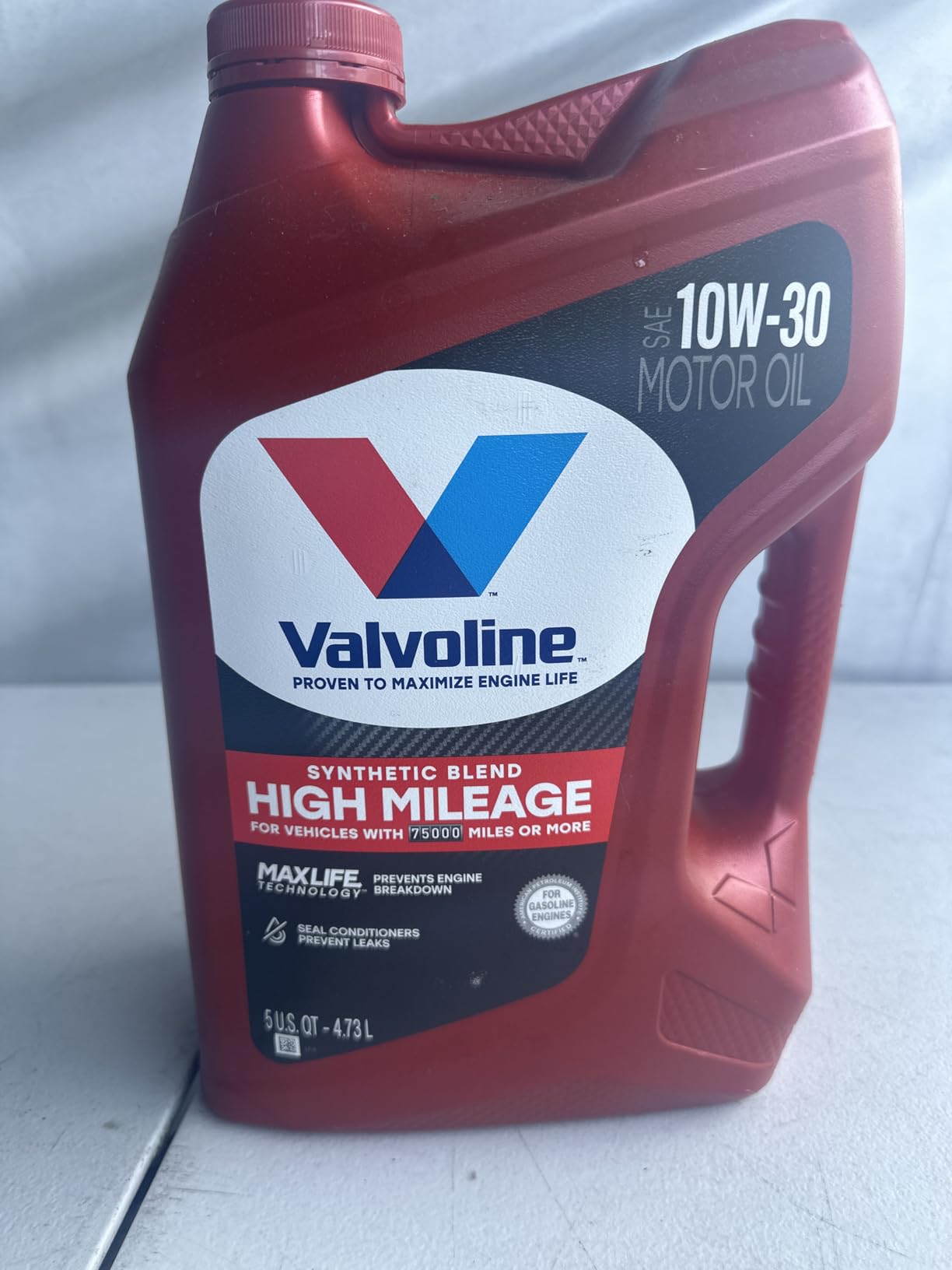 Valvoline High Mileage with MaxLife Technology 10W-30 Synthetic Blend Motor Oil 5 Quart customer photo 1