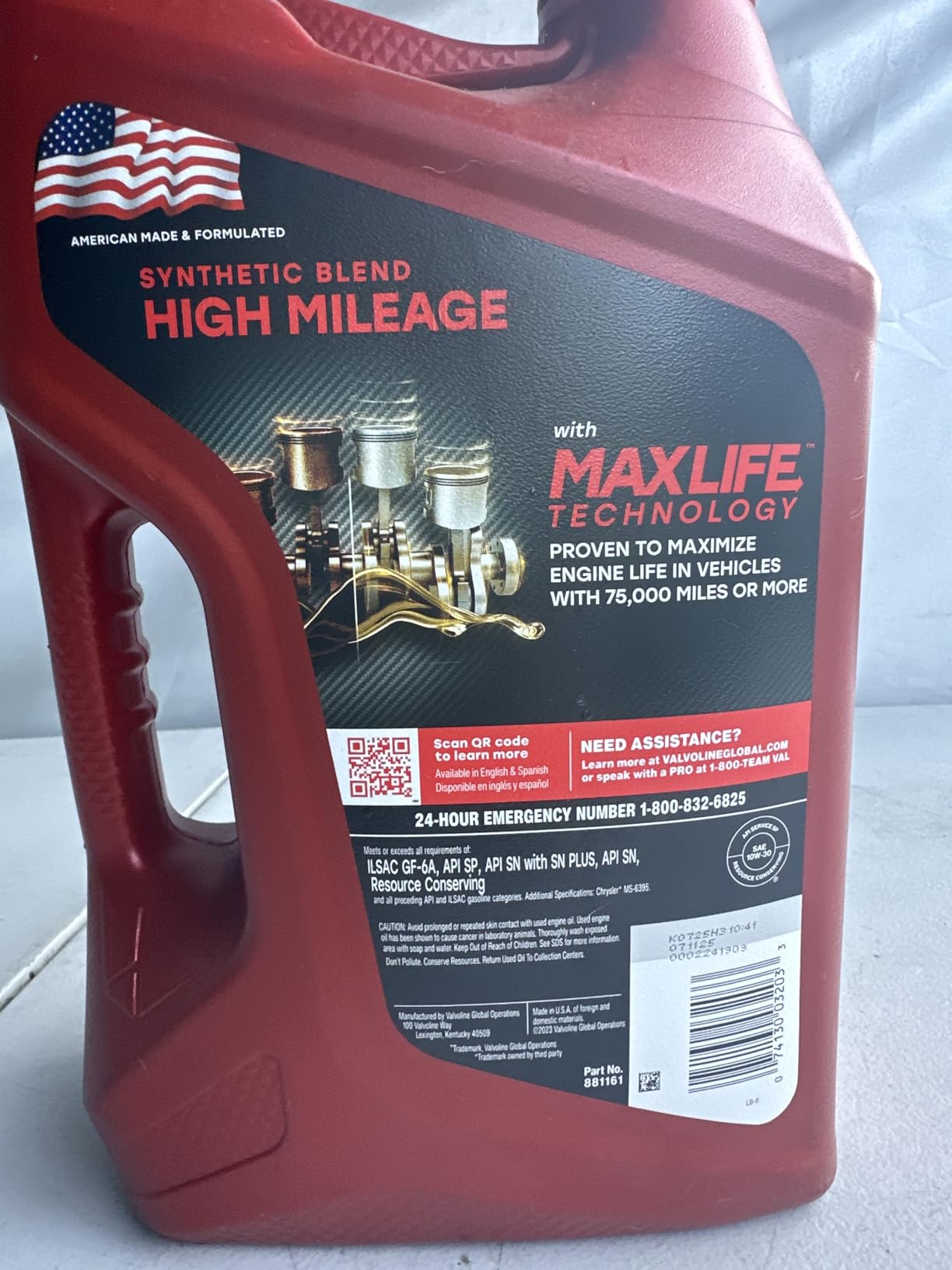 Valvoline MaxLife High Mileage 5W-30 Synthetic Blend Motor Oil 5 Quart customer photo 2