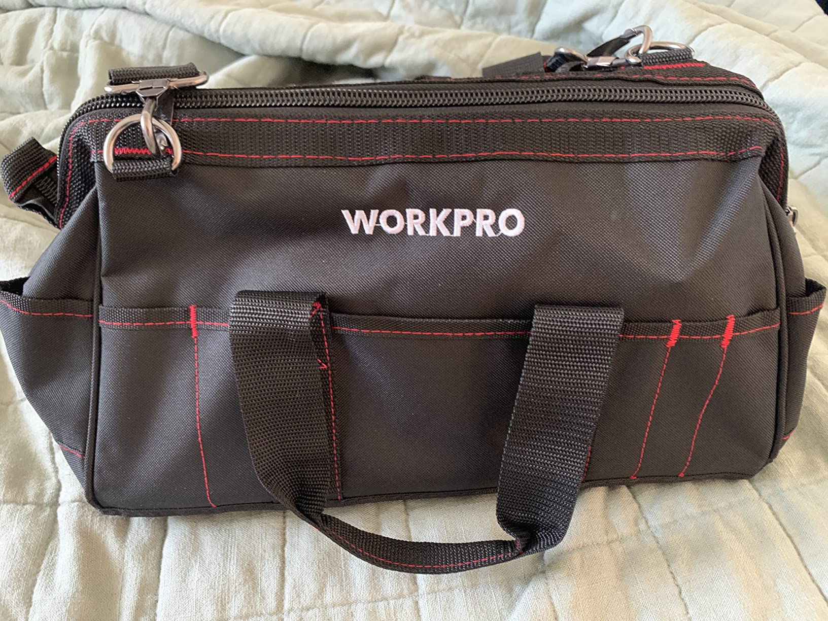 WORKPRO 16-inch Close Top Wide Mouth Tool Storage Bag with Water Proof Rubber Base, W081022A, 16