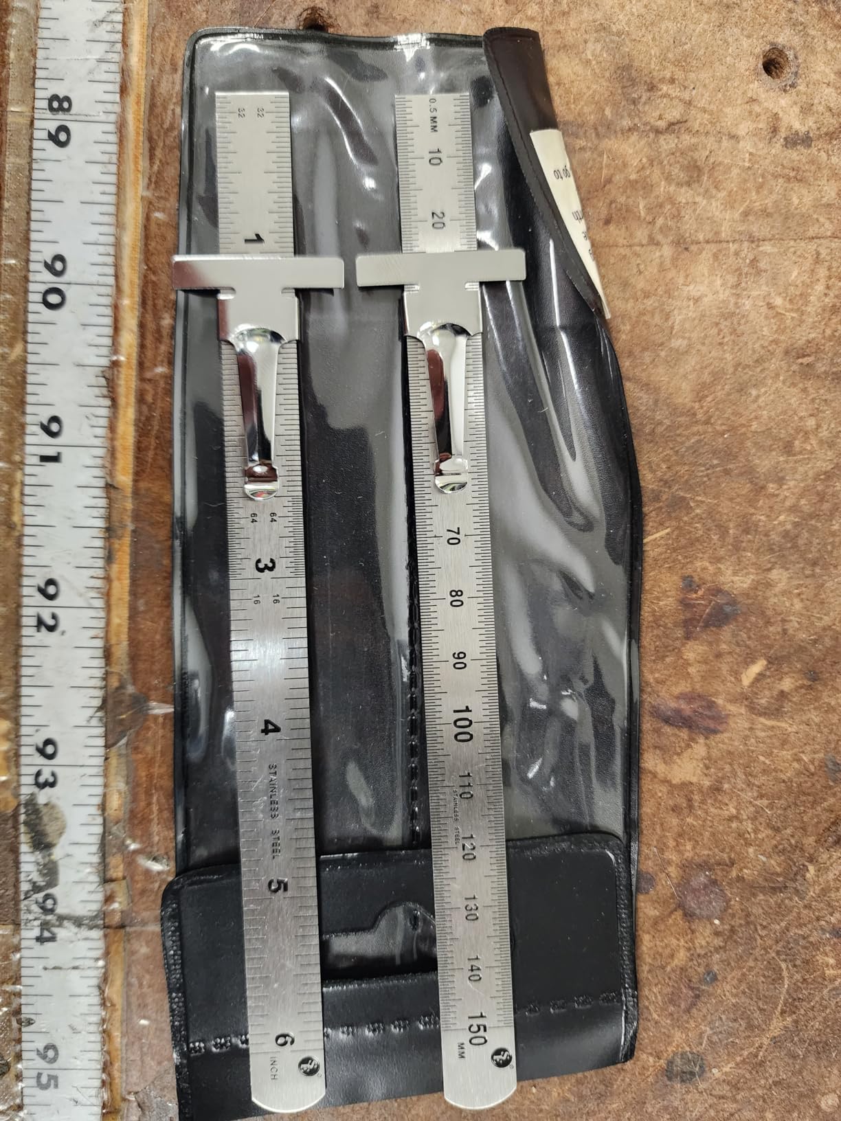 SE Stainless Steel SAE Metric Ruler Set - Stainless Steel Precision Ruler Measuring Tool - Detachable Clips - Set of 2 Pcs - 925PSR-2 customer photo 1