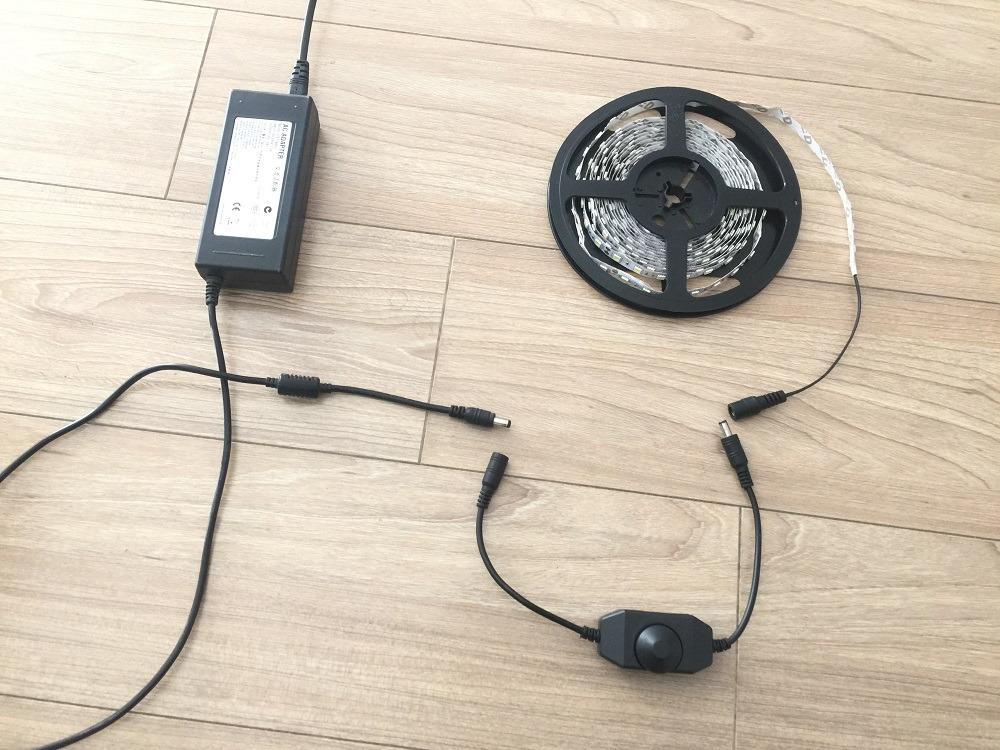 DC 12V-24V 3A LED Strip Dimmer Switch LED Tape Dimmer Controller PWM Inline Rotary Dimmer 5.5mm x 2.1mm DC Jack for COB LED Strip SMD 5050 3528 2835 5630 LED Ribbon LED String Light, Black customer photo 1