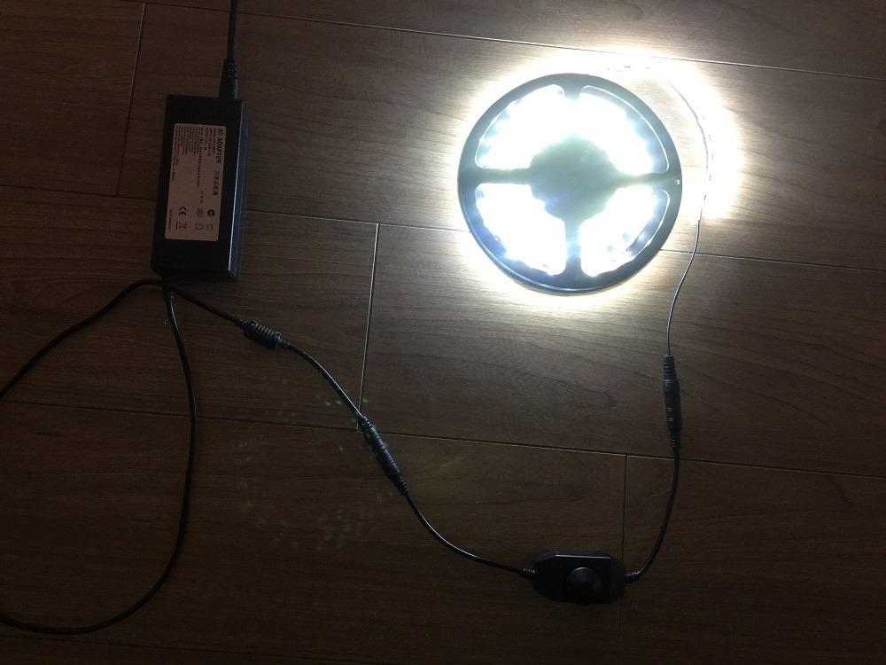 DC 12V-24V 3A LED Strip Dimmer Switch LED Tape Dimmer Controller PWM Inline Rotary Dimmer 5.5mm x 2.1mm DC Jack for COB LED Strip SMD 5050 3528 2835 5630 LED Ribbon LED String Light, Black customer photo 2