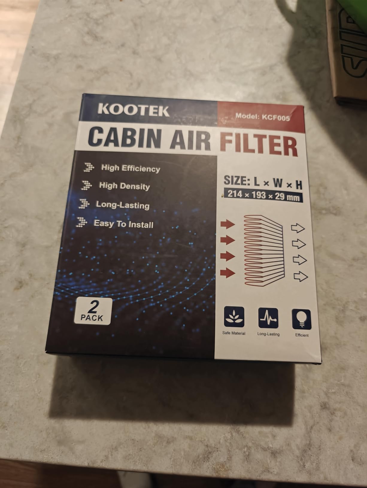 Kootek Cabin Air Filter with Activated Carbon, Fits CP285, CF10285, Compatible with Toyota Camry, Sienna, Subaru Outback, Scion, Tundra, 4Runner, RAV4, Corolla, Highlander, Jaguar, Lexus (2 pcs) customer photo 2