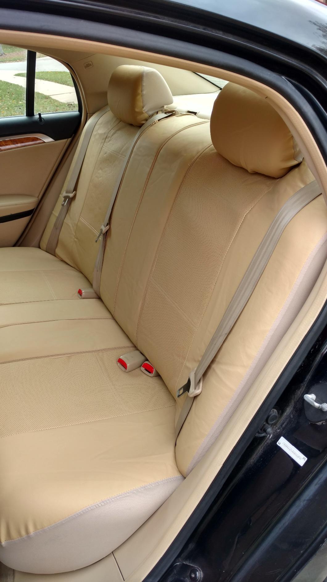 FH Group Three Row Car Seat Covers Deluxe Leatherette with 7 Seater, Airbag Compatible and Rear Split Bench - Universal Fit for Cars Trucks & SUVs (Beige) customer photo 2